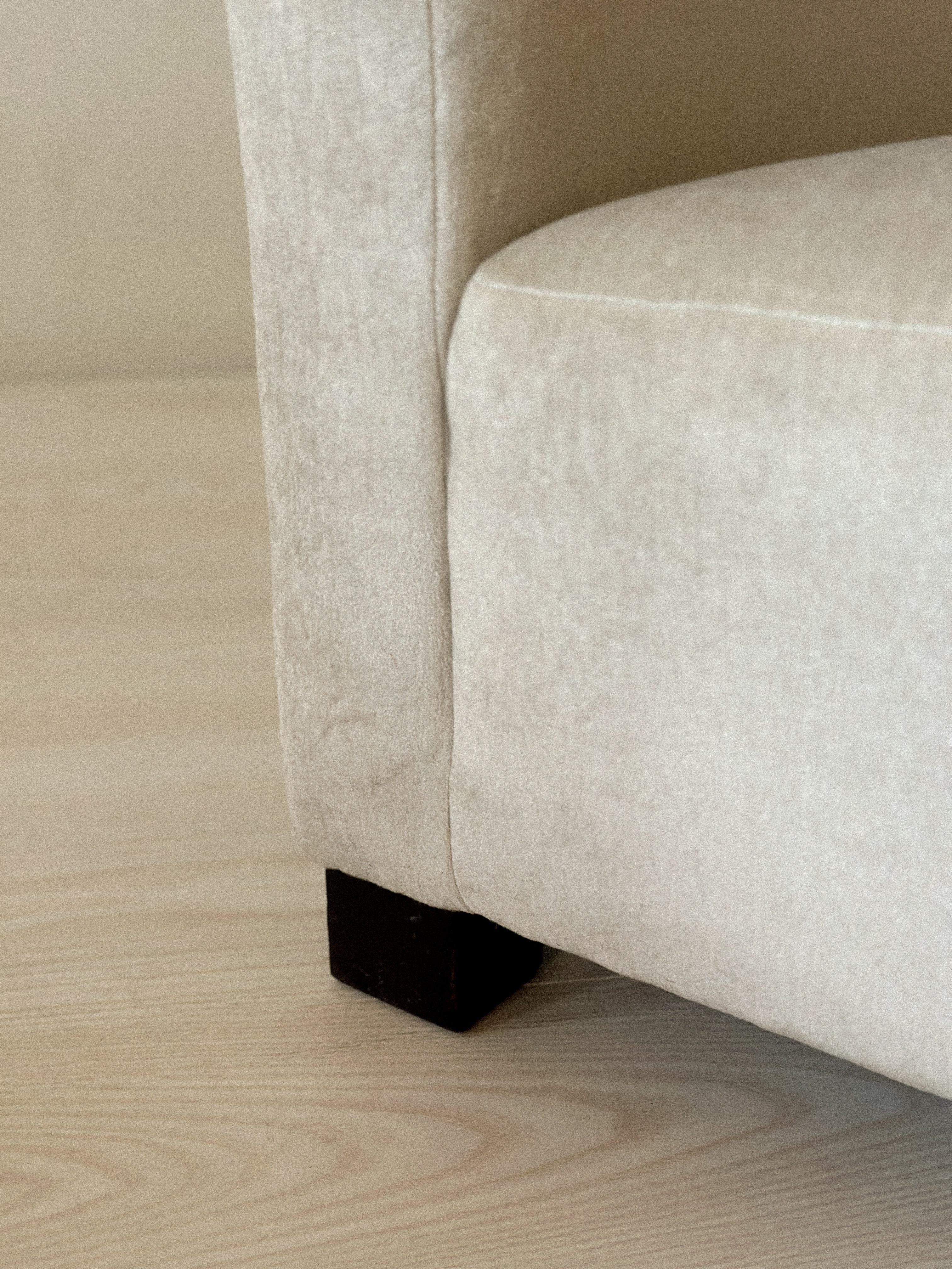 Velvet Art-Deco Danish Club Chair in Neutral Upholstery, 1940s For Sale
