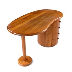 Art Deco Danish Modern Kidney Shape Solid Teak Desk by Silkeborg Mobelfabrik