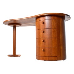 Retro Art Deco Danish Modern Kidney Shape Solid Teak Desk by Silkeborg Mobelfabrik