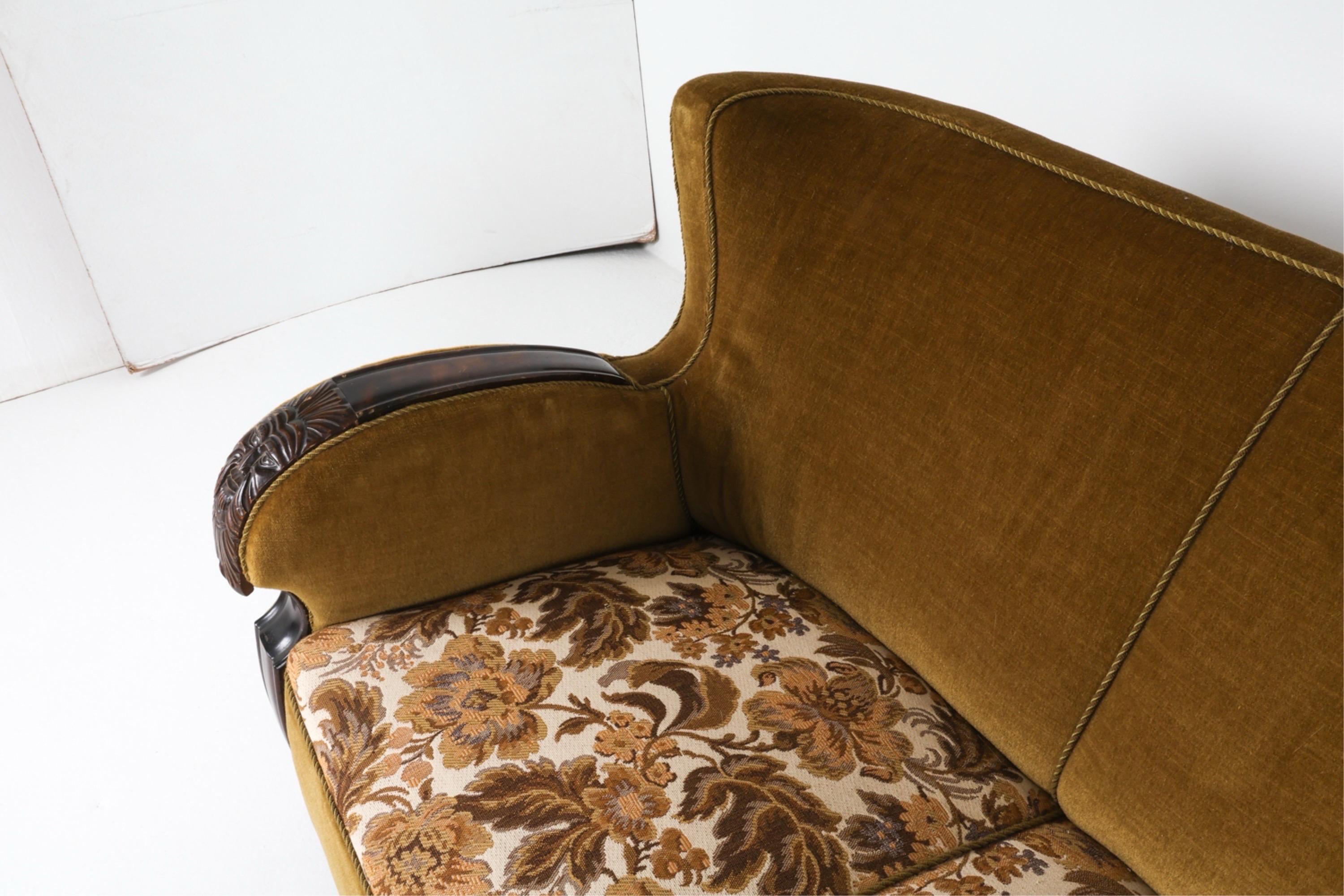 Sofá Sofá Art Decó Danés de Roble y Mohair Circa 1940 Sofá Art Decó en venta 9
