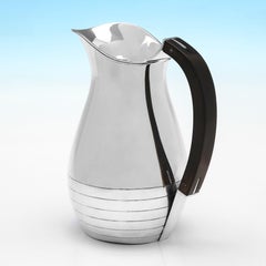 Art deco Danish silver water jug by Fritz Heimburger of Copenhagen made in 1939