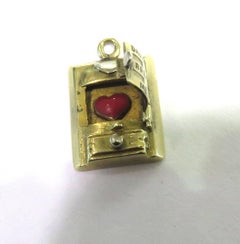 Art "Deco Dauernd Brennt Mein" Movable Wood Stove Enamel Gold Love Charm Pendant