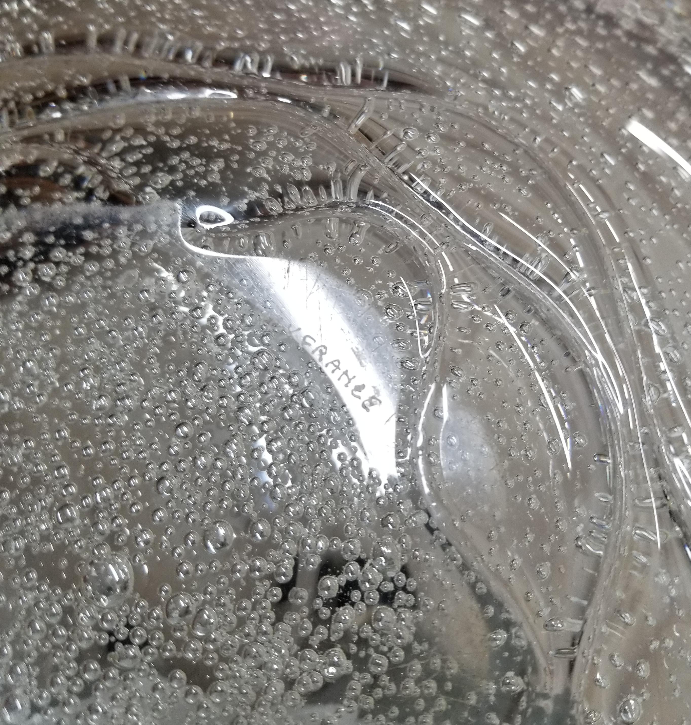 Verre Bol de centre de table en verre Daum Art Déco avec bulles contrôlées en vente