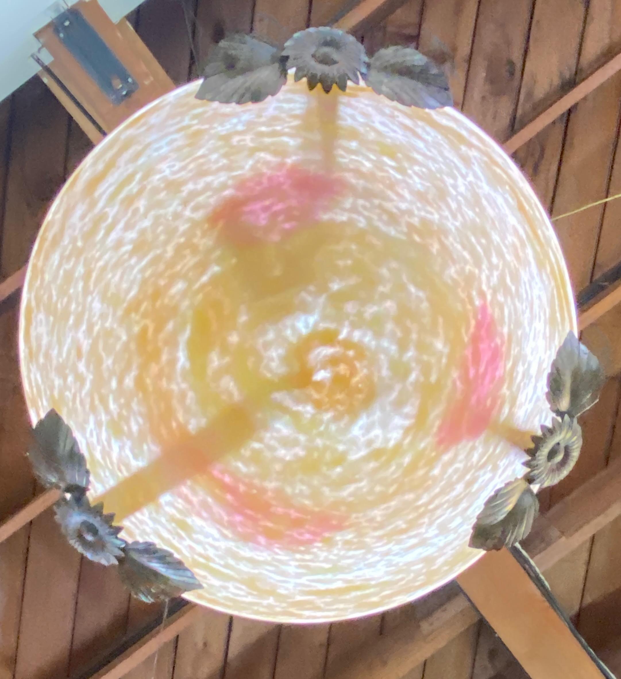 20ième siècle Lampe à suspension Art Déco Daum Nancy en verre en vente
