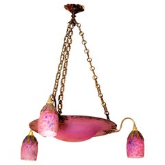 Art Deco Daum Pink Glass Chandelier