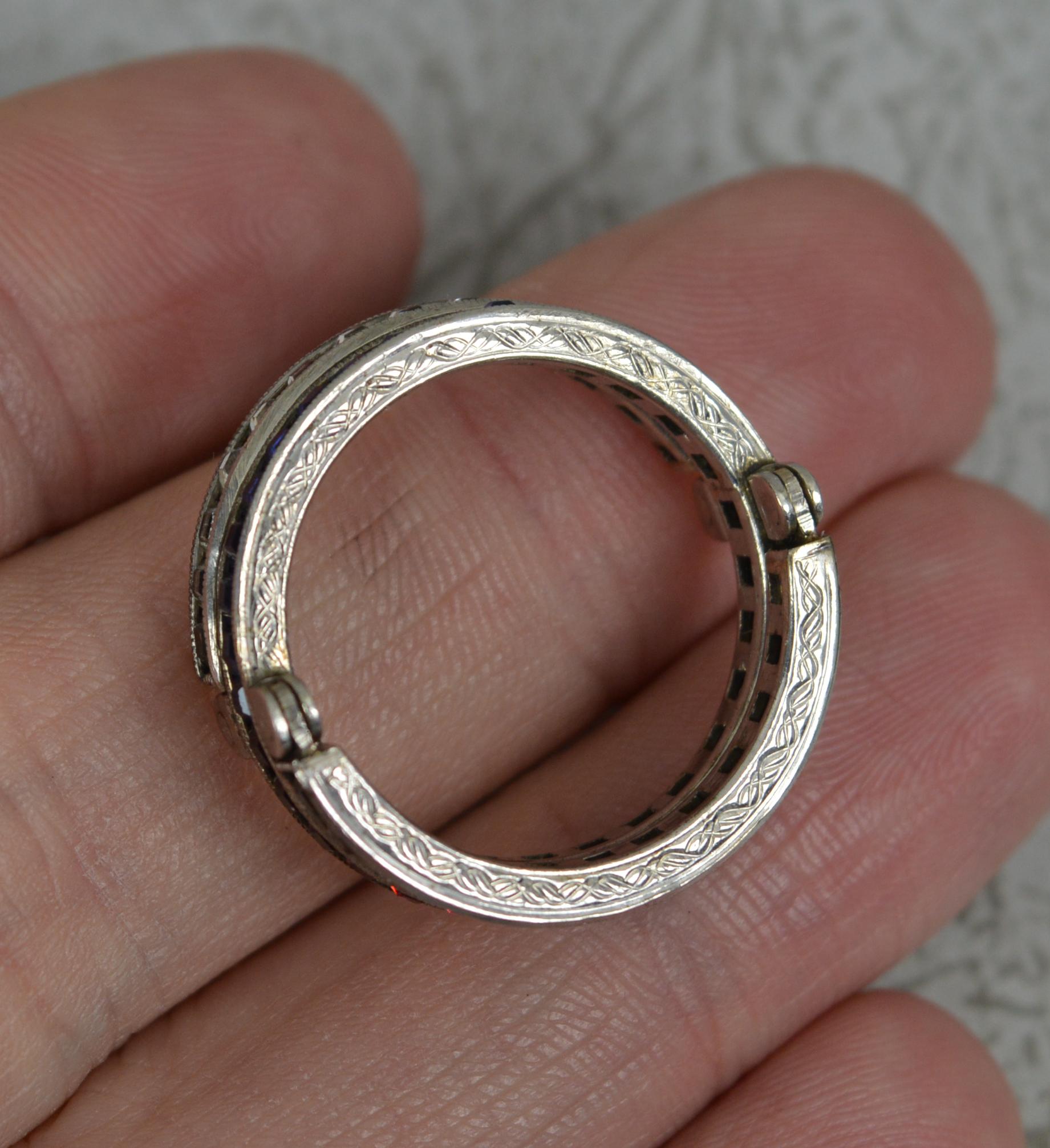 Art Deco Day / Night Sterling Silver and Paste Full Eternity Ring In Excellent Condition For Sale In St Helens, GB