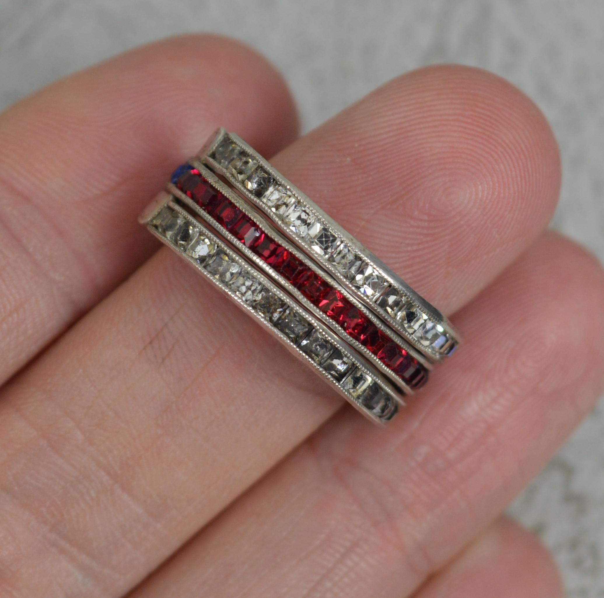 Art Deco Day / Night Sterling Silver and Paste Full Eternity Ring 1