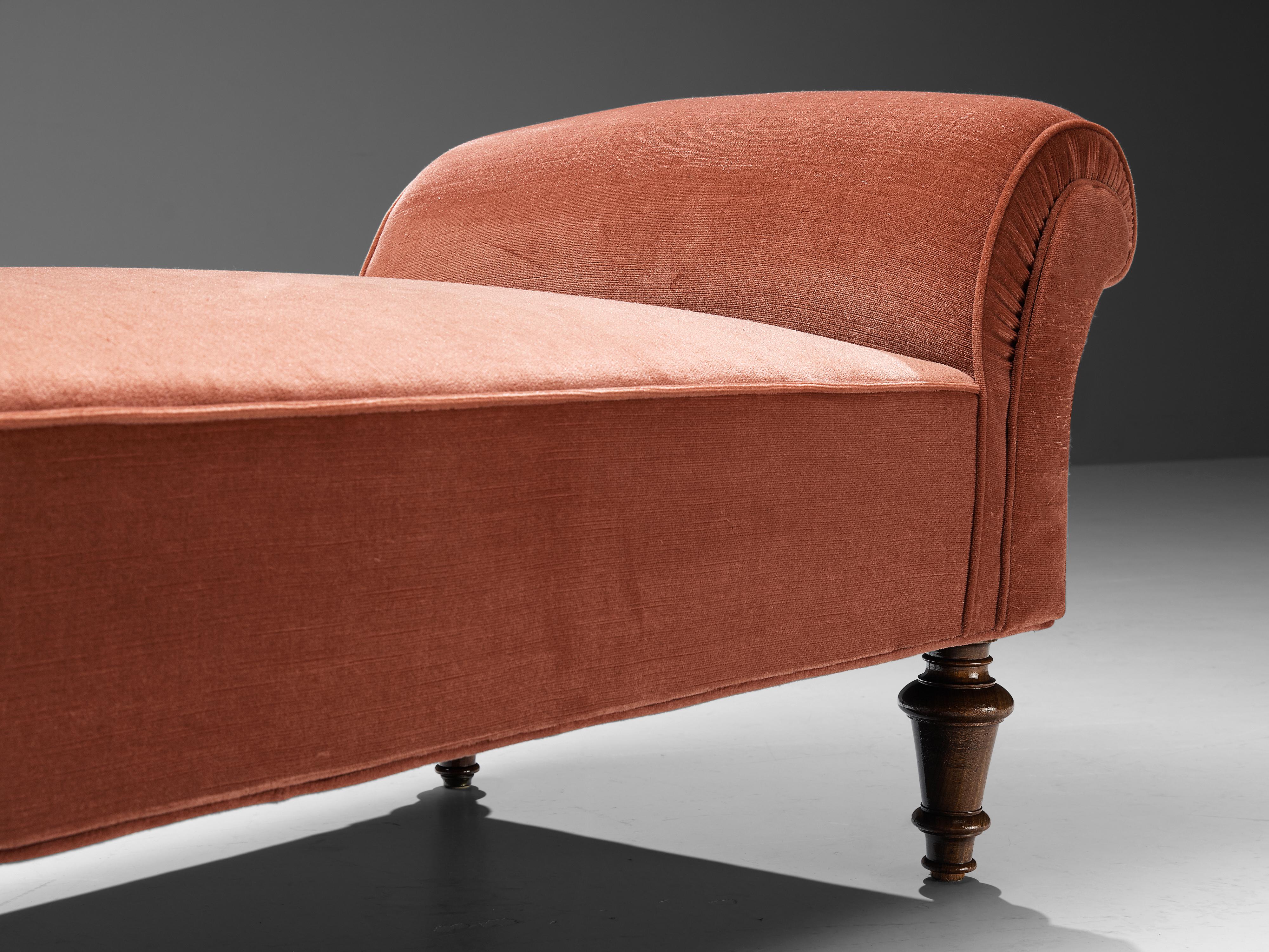 Art Deco Daybed in Oak and Red Velvet Upholstery 5