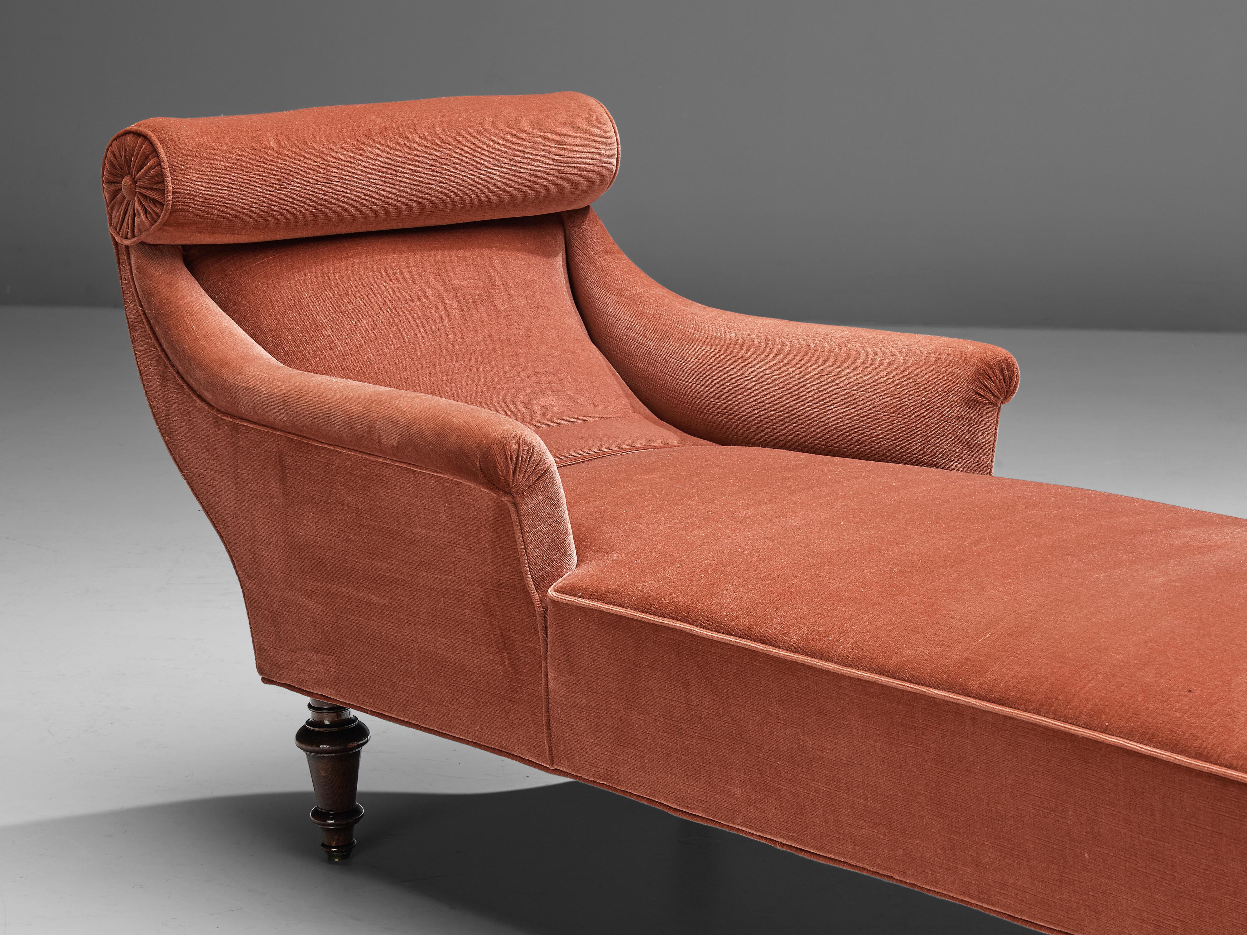 Art Deco Daybed in Oak and Red Velvet Upholstery 1