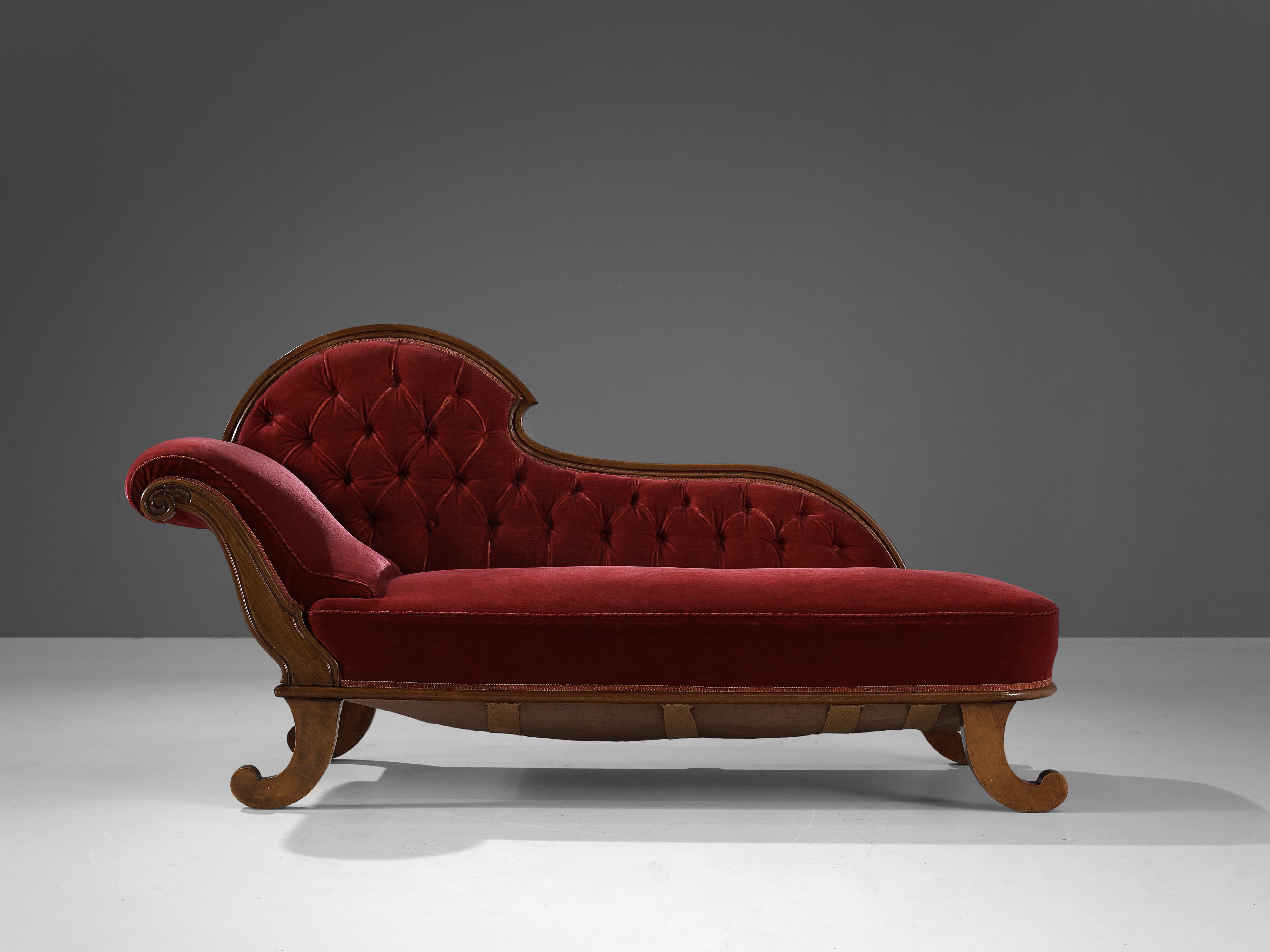 red velvet fainting couch