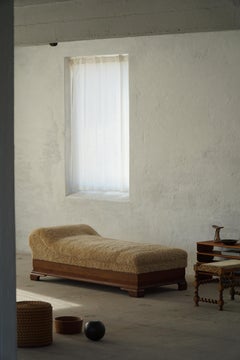 Art Deco, Daybed Reupholstered in Lambswool, Danish Cabinetmaker, 1930s
