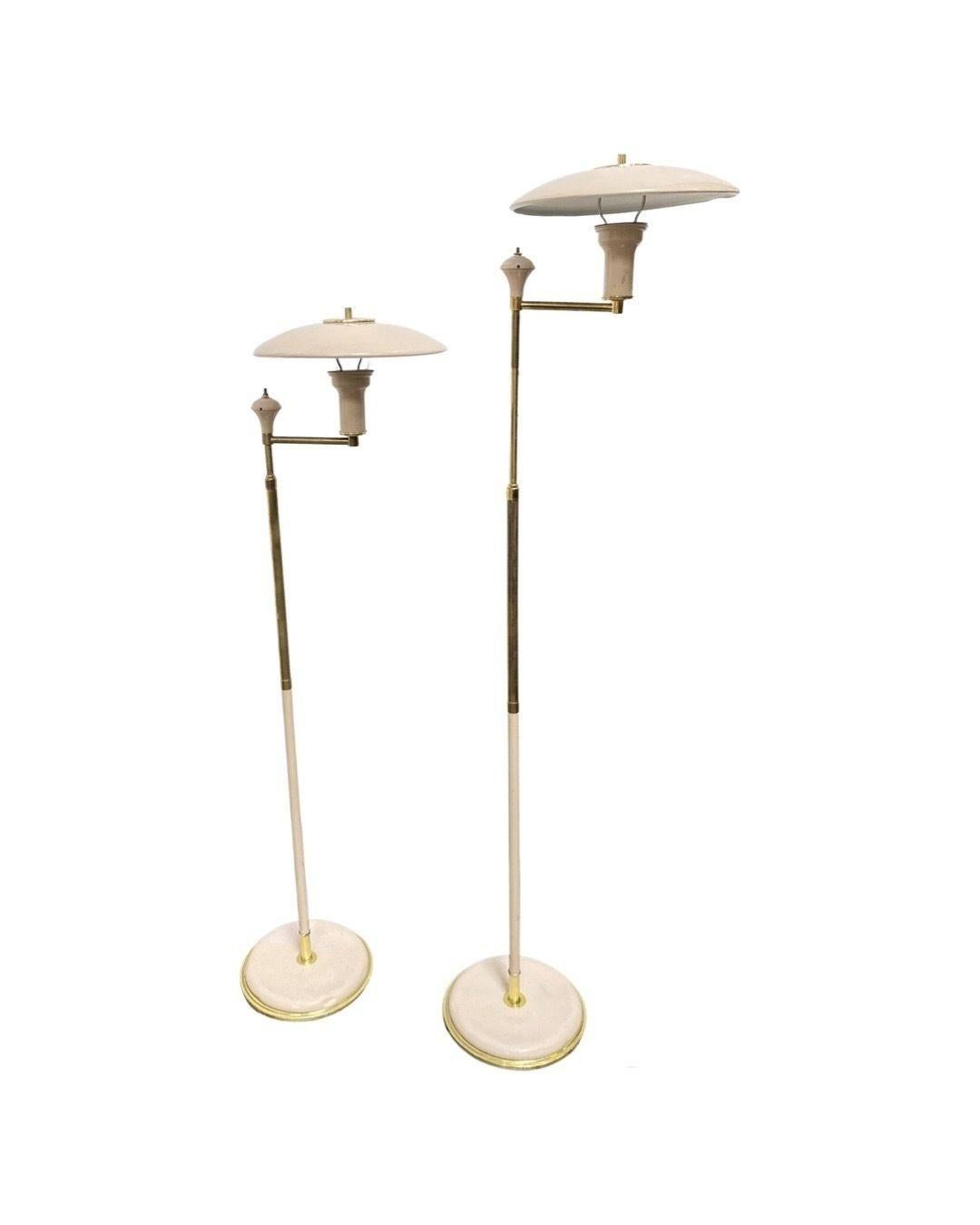North American Art Deco Dazor Swing Arm 1950's Mid Century Flying Saucer Floor, Pair For Sale