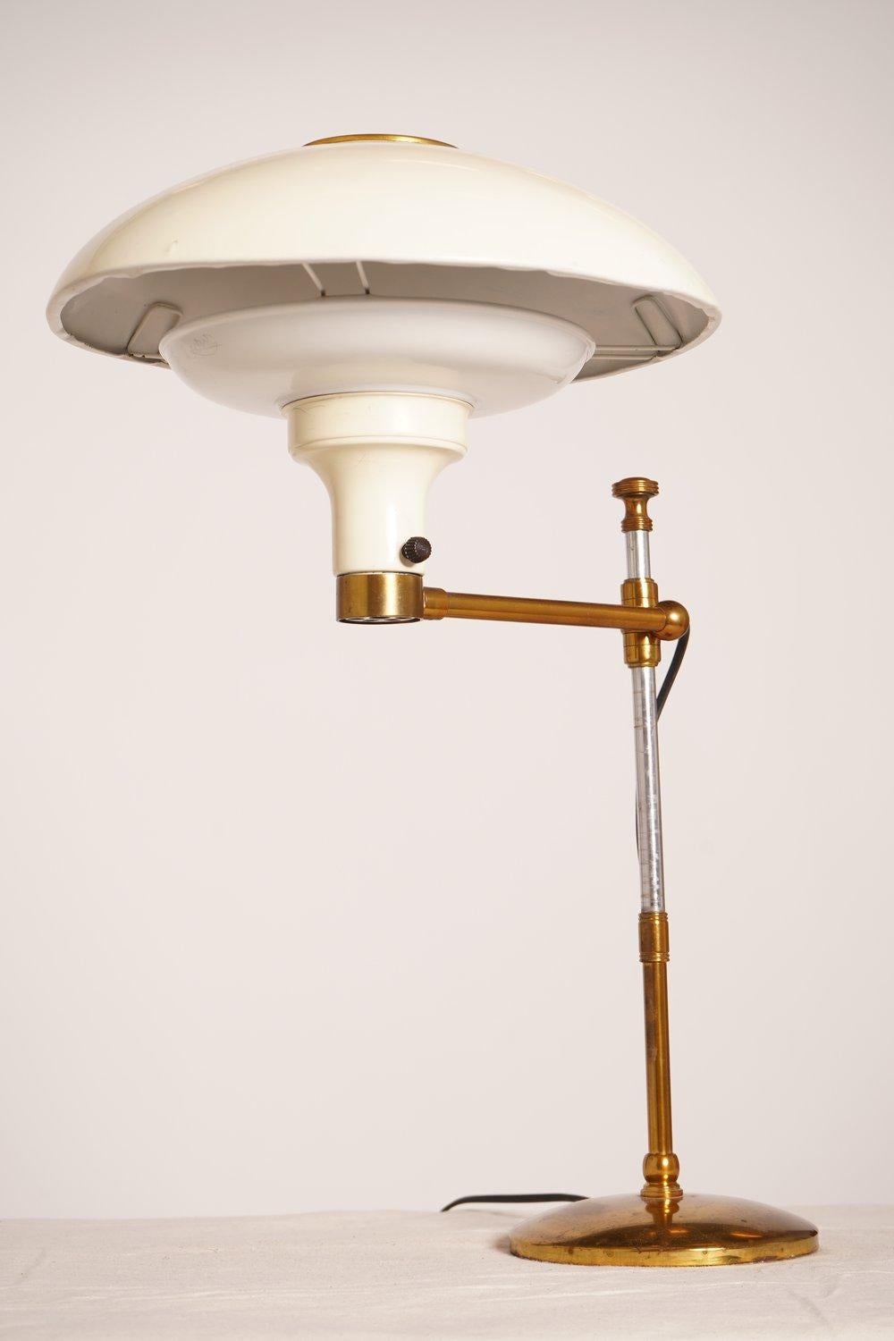 American Art Deco Dazor Swing Arm Brass Desk Lamp