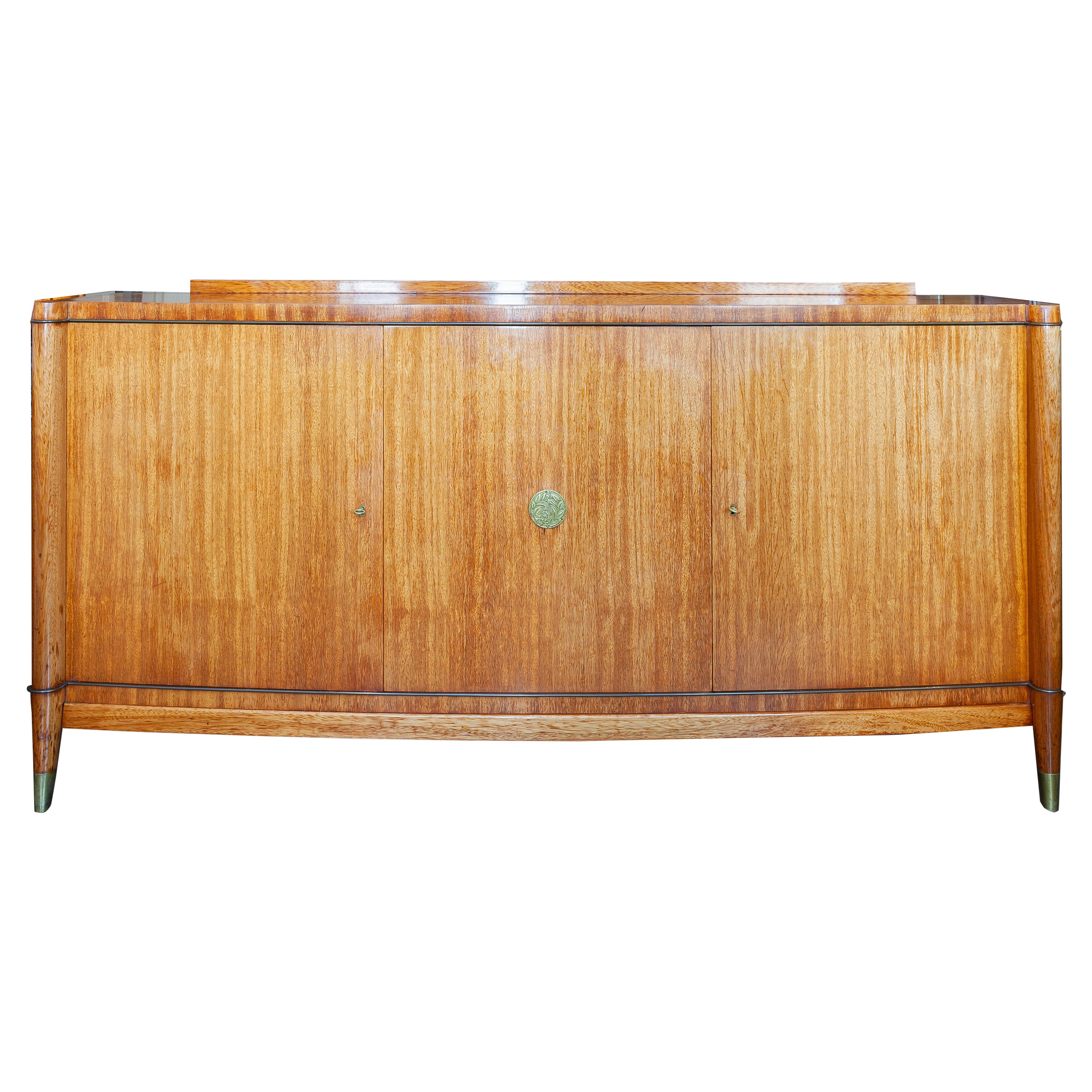 Art Deco De Coene Exclusive Sideboard with Bronze Medaillon, Belgium, 1940s