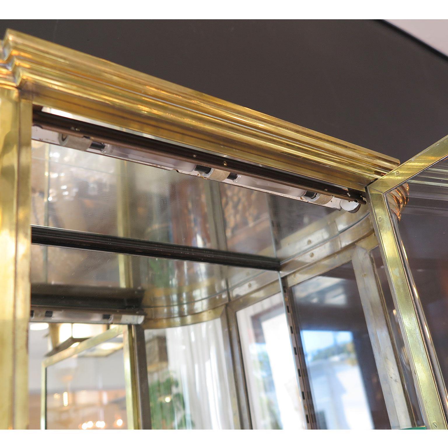 Art Deco De Coene Freres Brass Vitrine Curio Cabinet with Glass Shelves 4