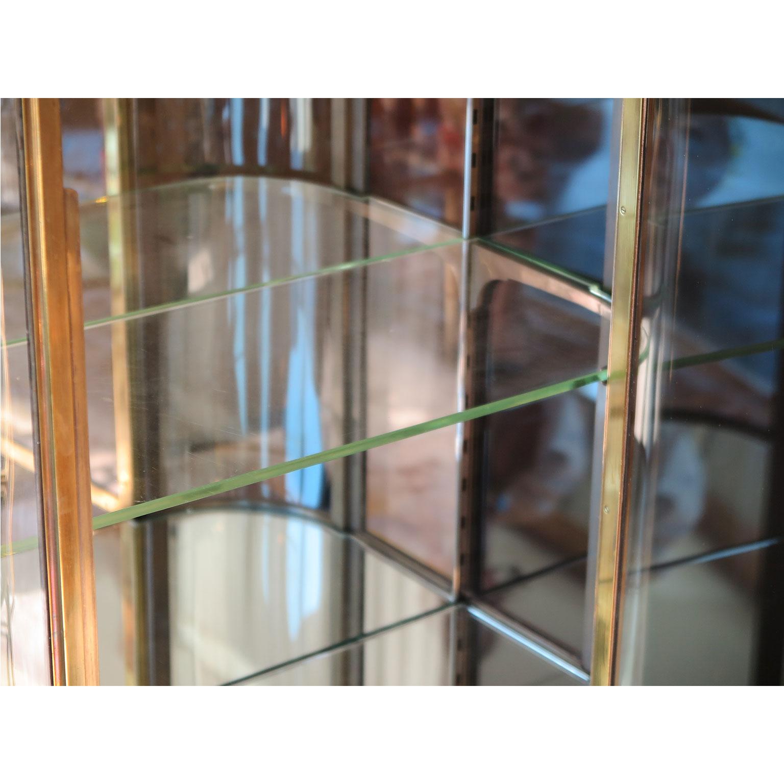 Art Deco De Coene Freres Brass Vitrine Curio Cabinet with Glass Shelves 2
