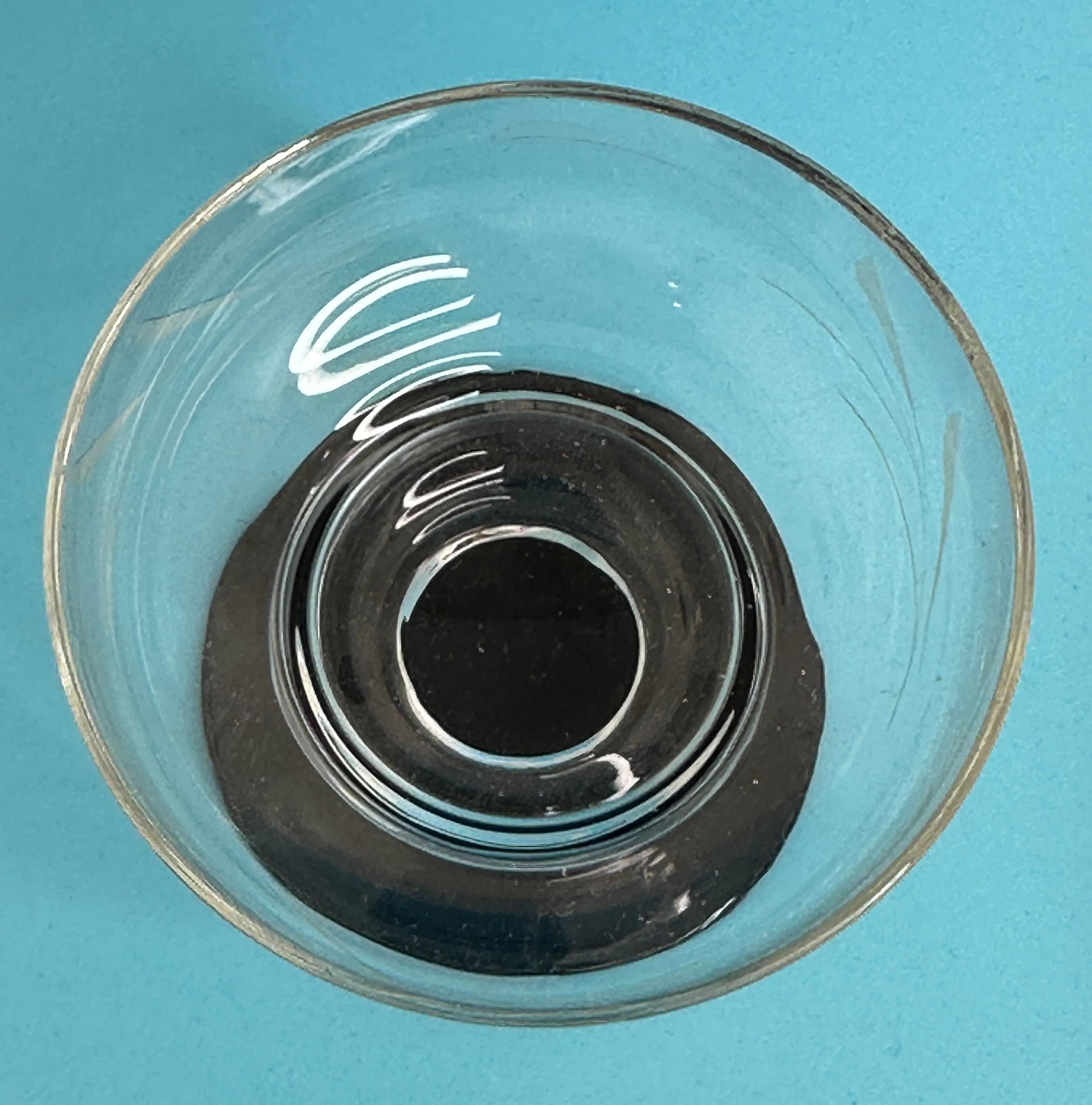 Art Deco Decanter & 6 Glasses Set Clear & Black, Vintage German 1930s For Sale 4