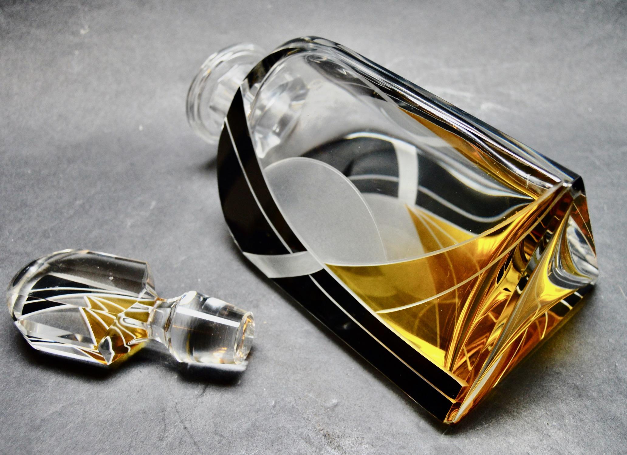 Czech Art Deco Decanter and Whiskey Set by Karl Palda