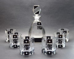 Art Deco Decanter and Whiskey Set Czechoslovakia Karl Palda