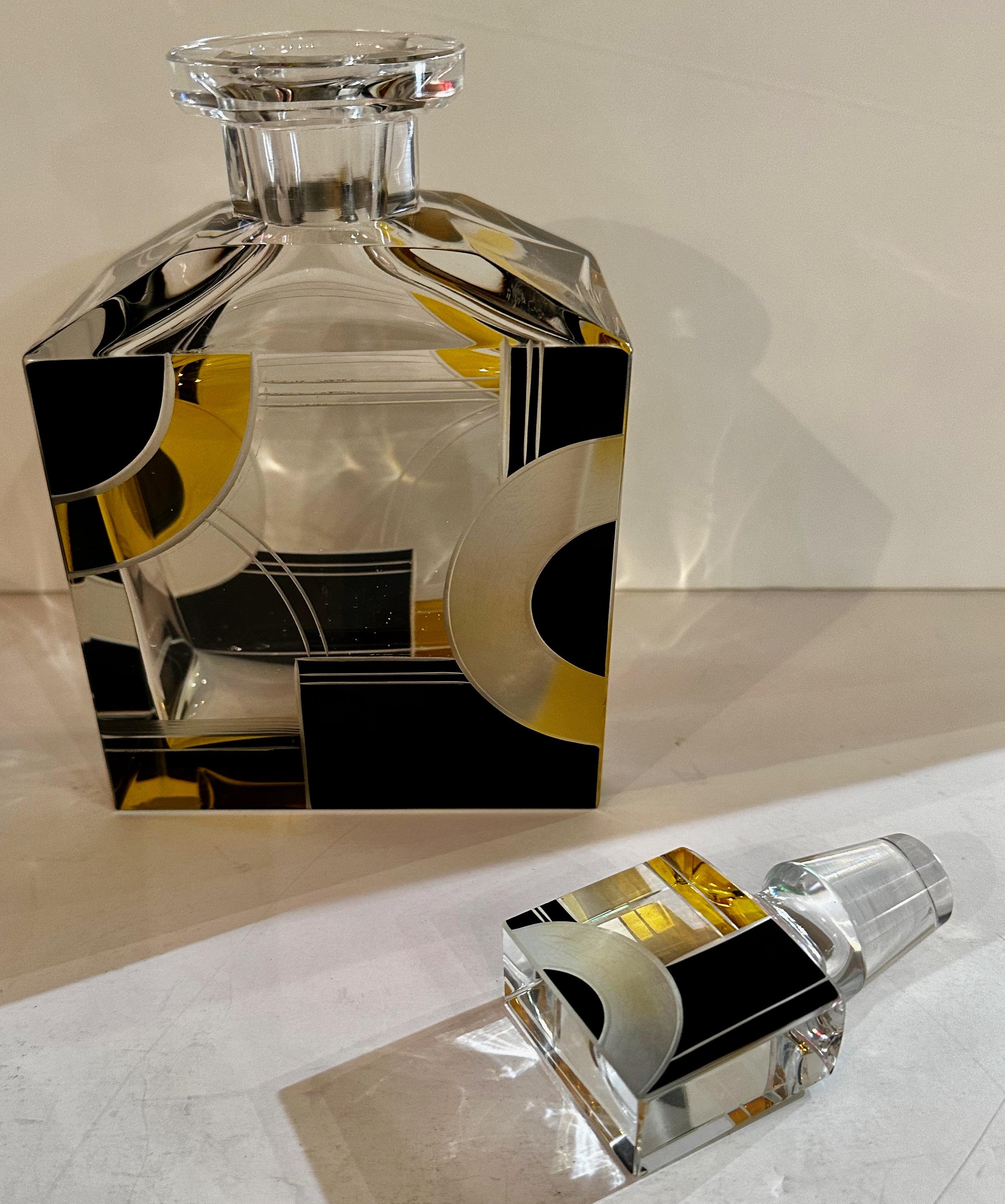 Czech Art Deco Decanter and Whiskey Set in Style of Karl Palda For Sale