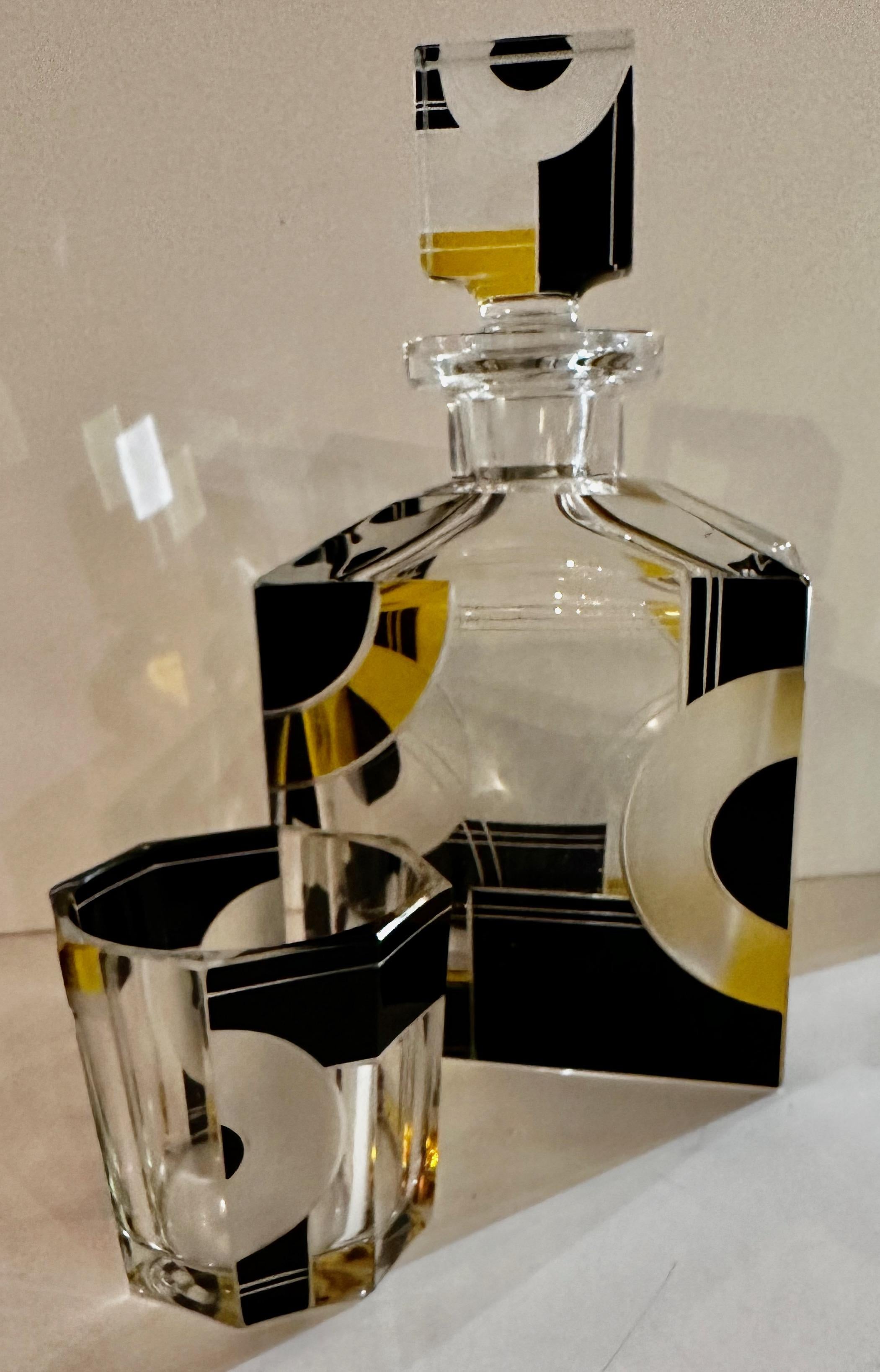 Contemporary Art Deco Decanter and Whiskey Set in Style of Karl Palda For Sale