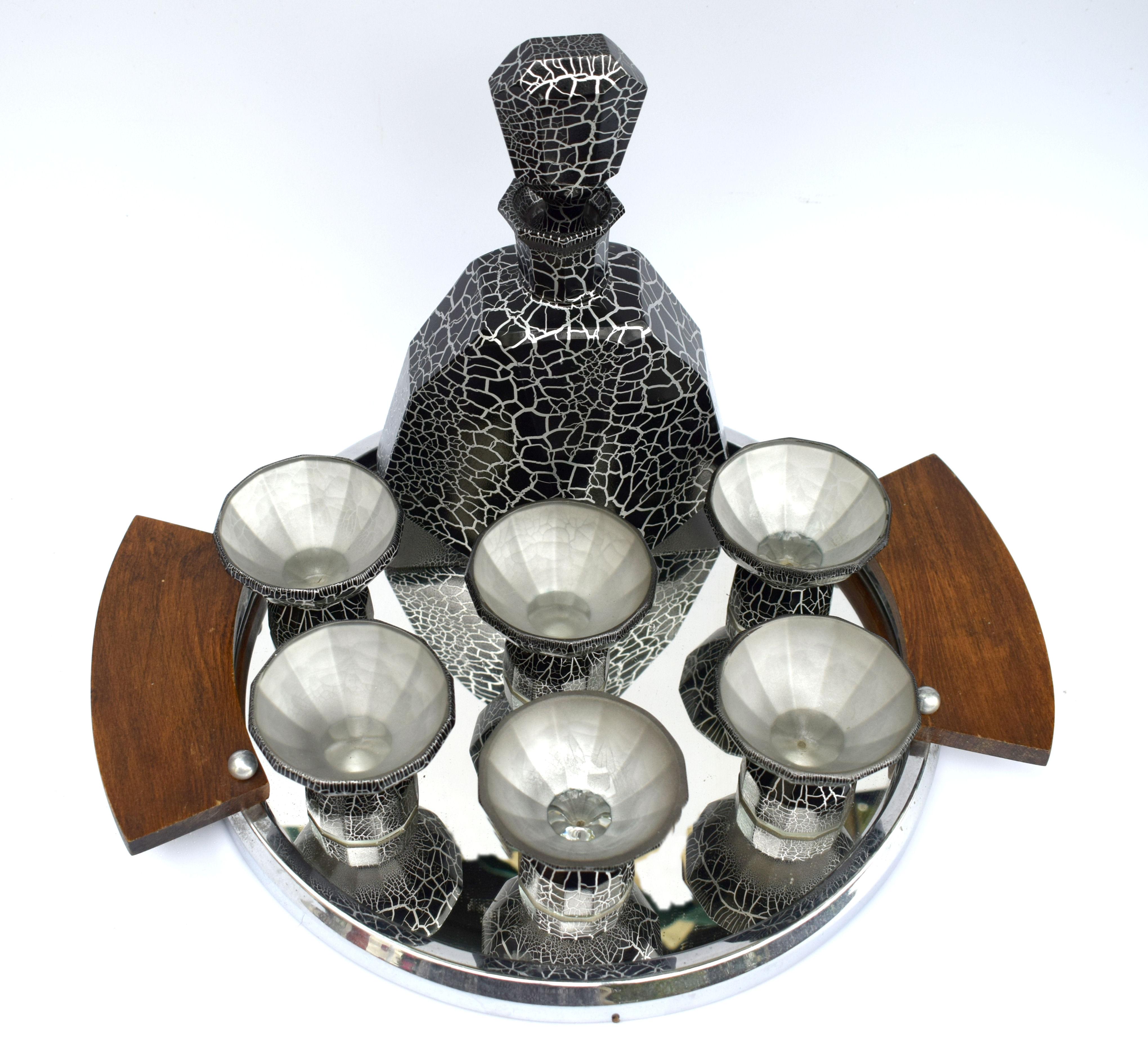 Art Deco Decanter Set by Moser, Czech, circa 1930 In Excellent Condition For Sale In Devon, England