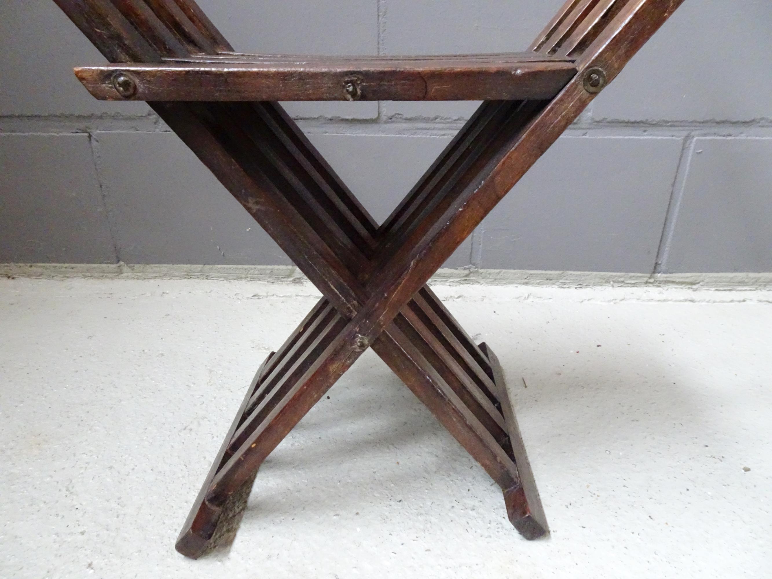 French Art Deco Deck Chair, Primitive Folding Scissor Stool