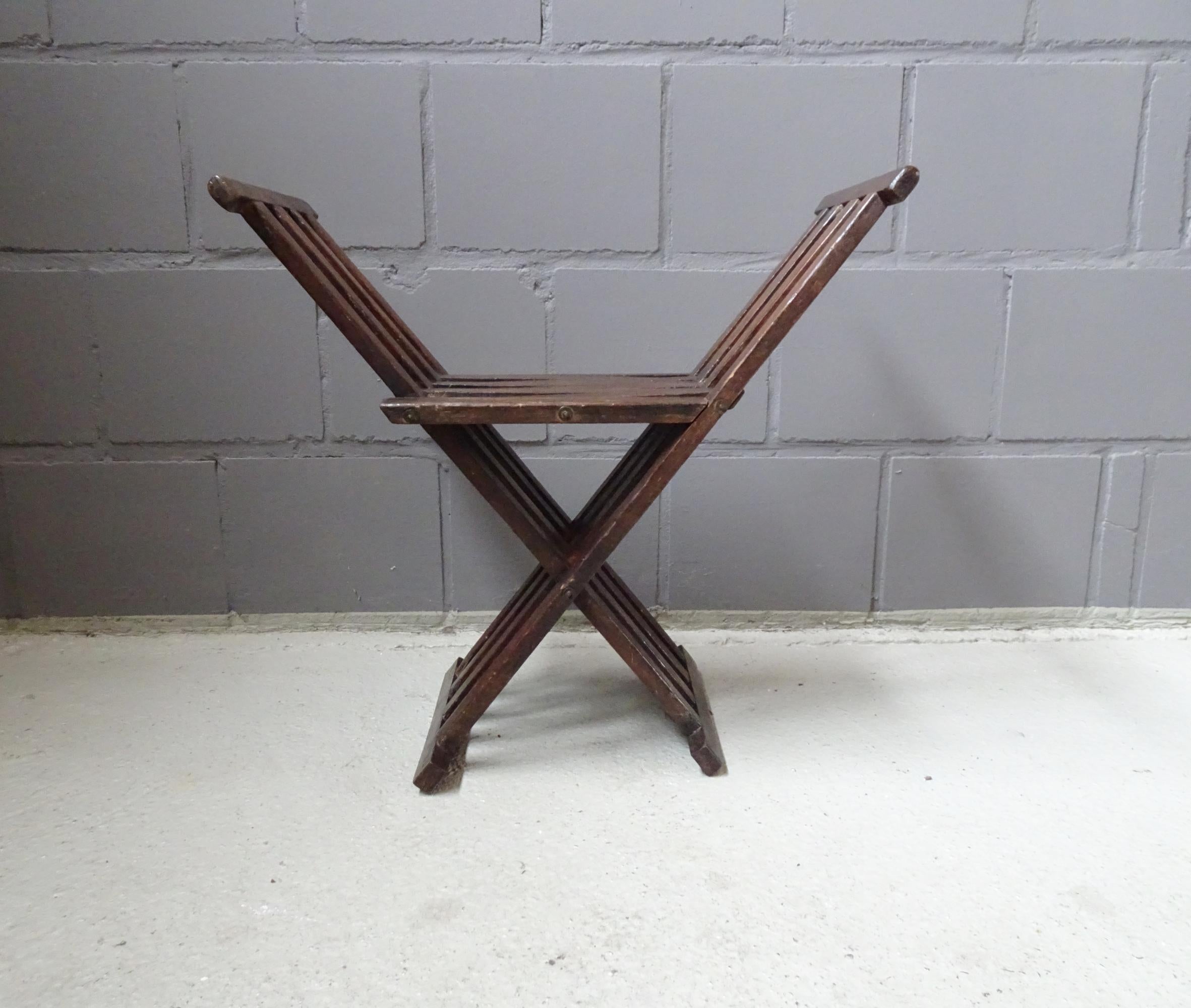 Art Deco Deck Chair, Primitive Folding Scissor Stool 2