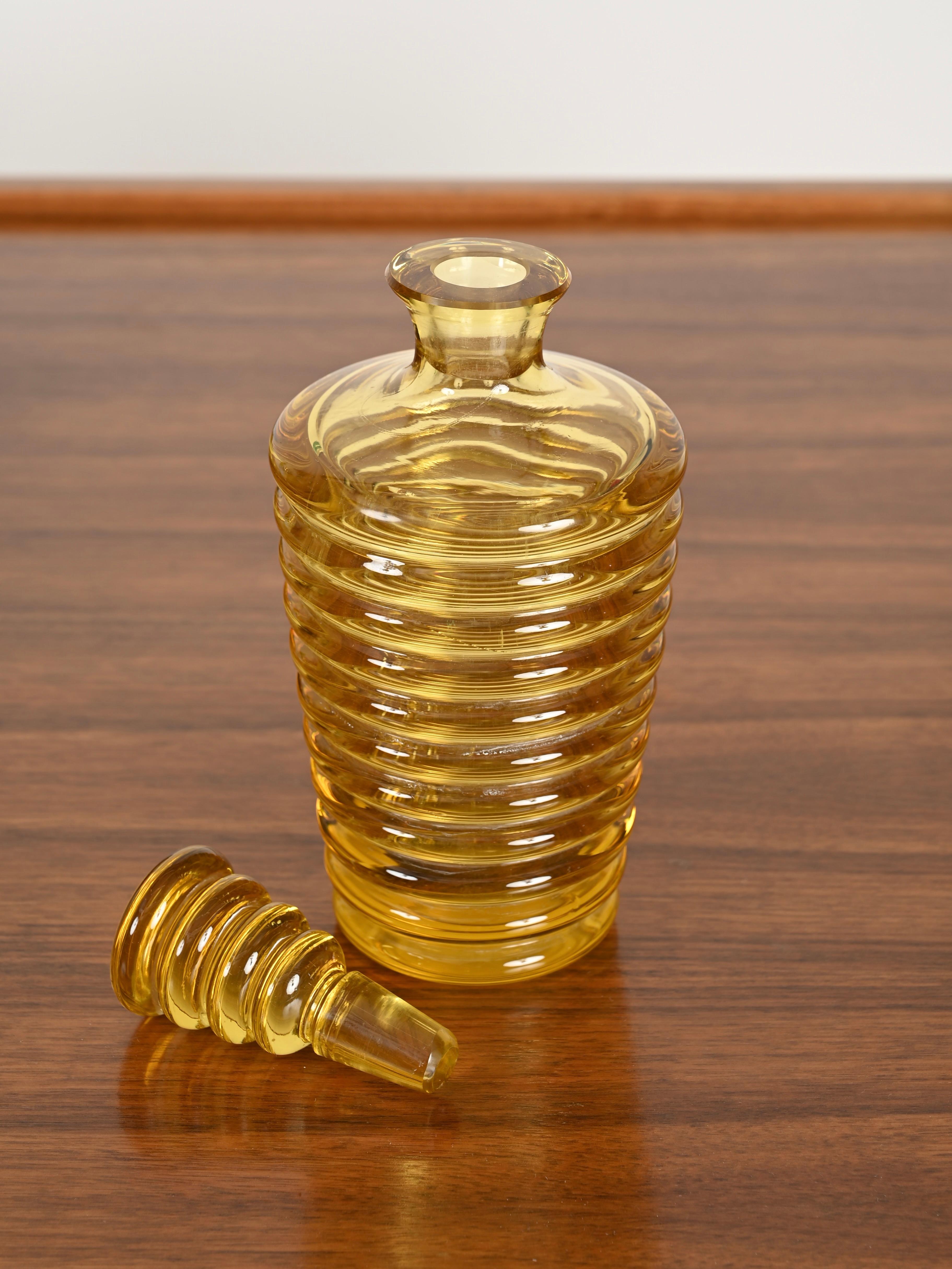 Art Decor Flasche aus gelbem mundgeblasenem Murano-Glas Italienisch, 1930er Jahre im Zustand „Gut“ im Angebot in Roma, IT
