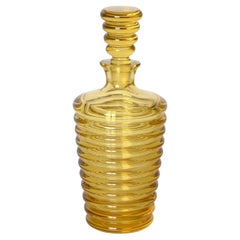Art Deco Decorative Bottle in Yellow Murano Blown Glass Italian, 1930s