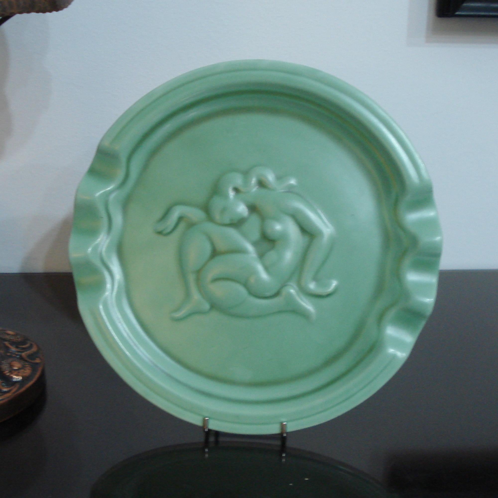 Plato de cerámica decorativa Art Decó de Gefle, diseño Arthur Percy, años 30 Glaseado en venta