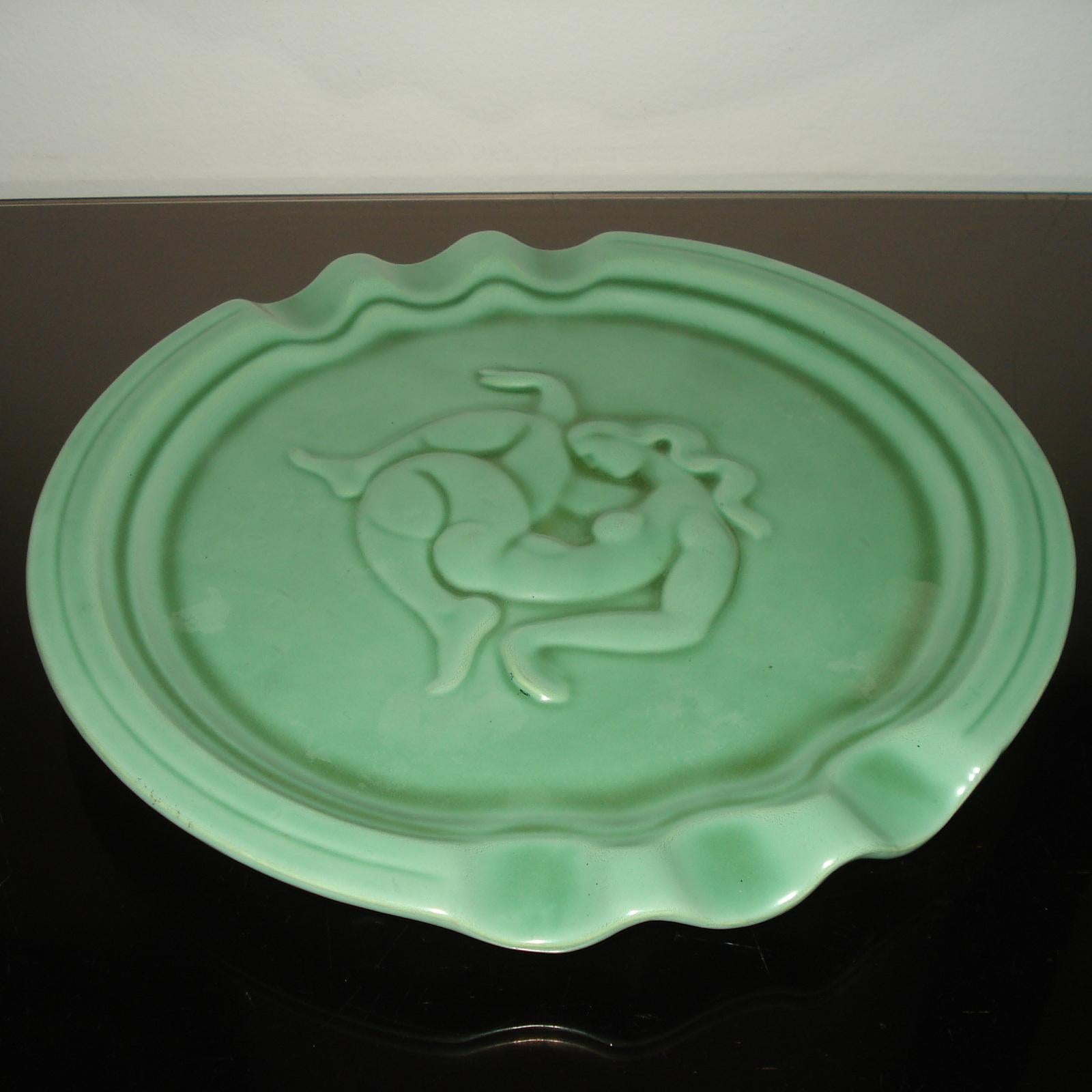 Plato de cerámica decorativa Art Decó de Gefle, diseño Arthur Percy, años 30 en venta 1