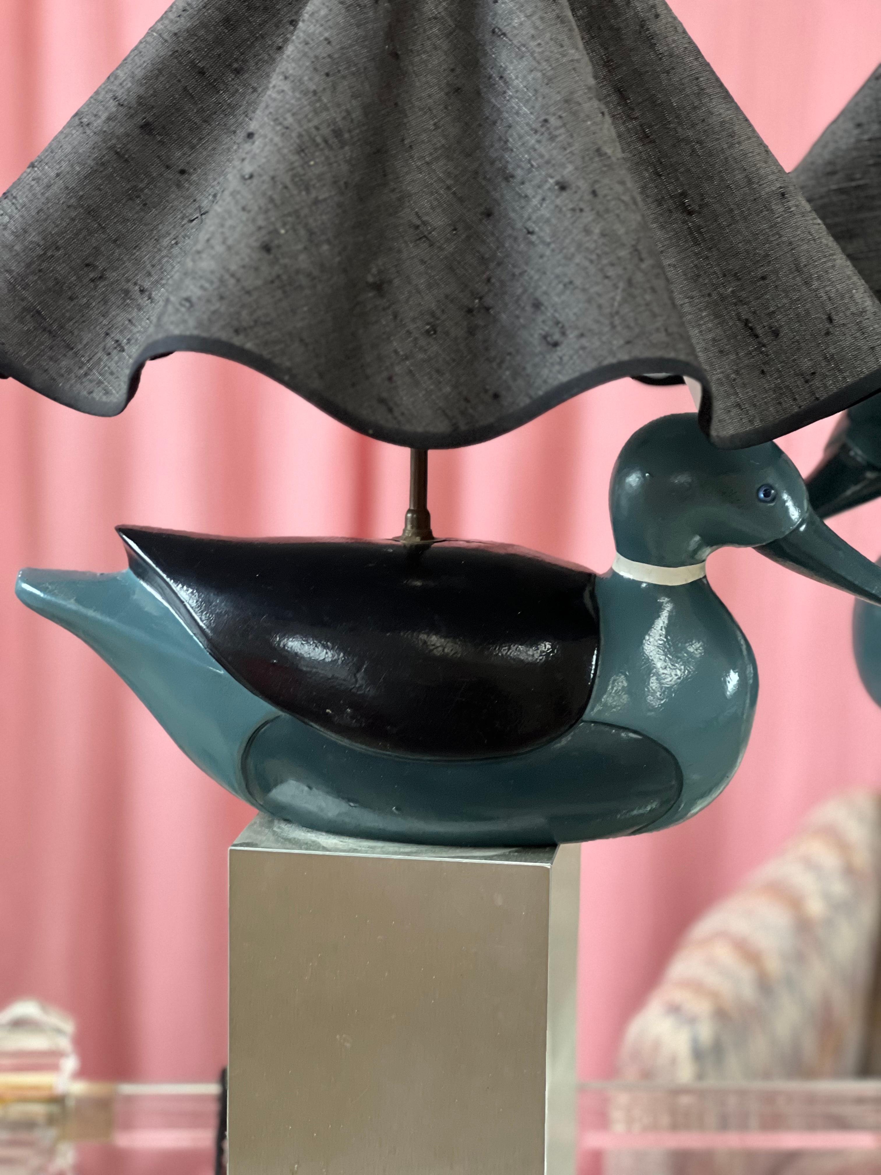 Early 20th Century Art Deco Decorative Duck Lamps For Sale