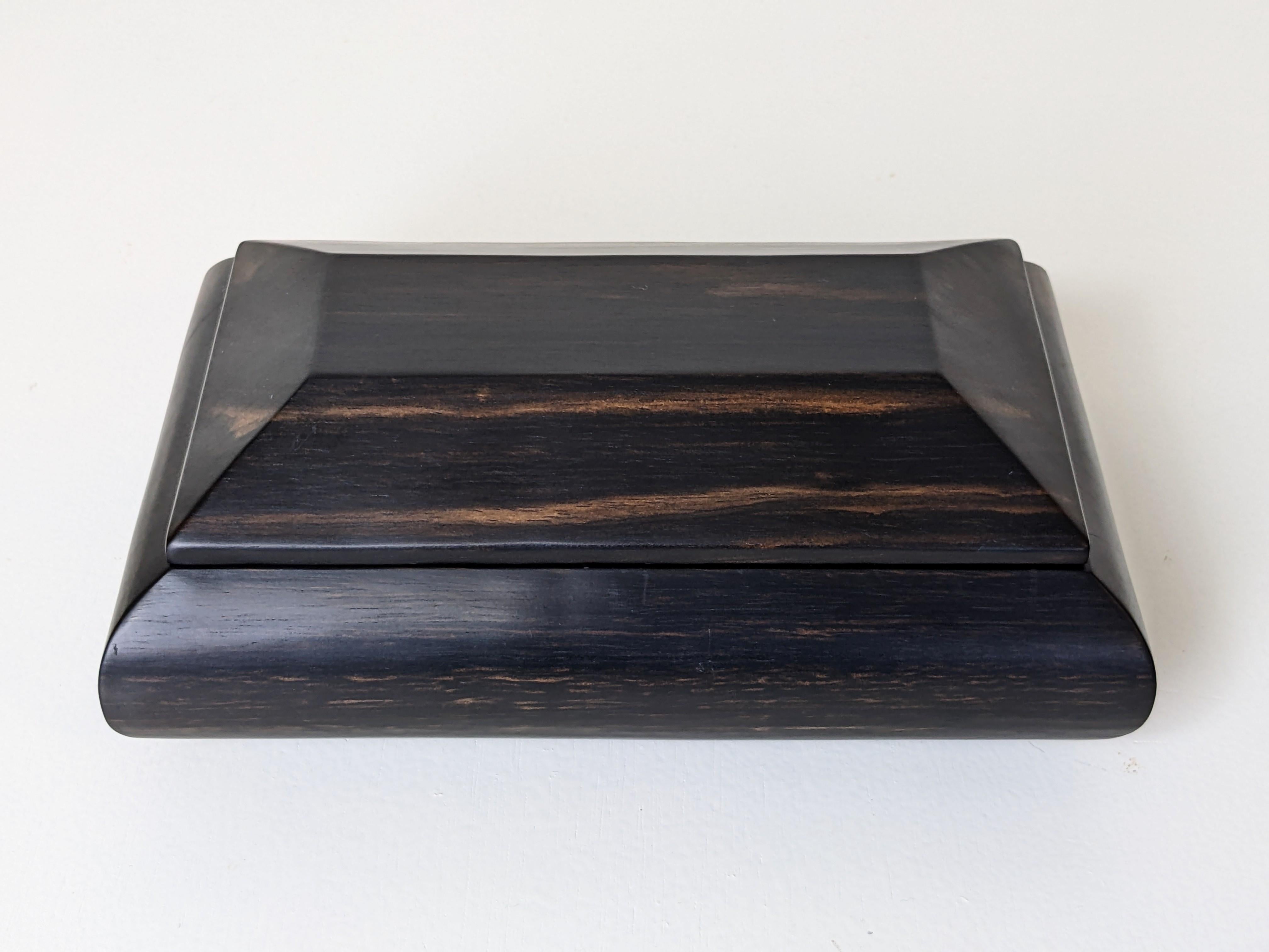 Art Deco Decorative Lidded Box in Solid Ebony Wood, France 1930s, 2 Available 7
