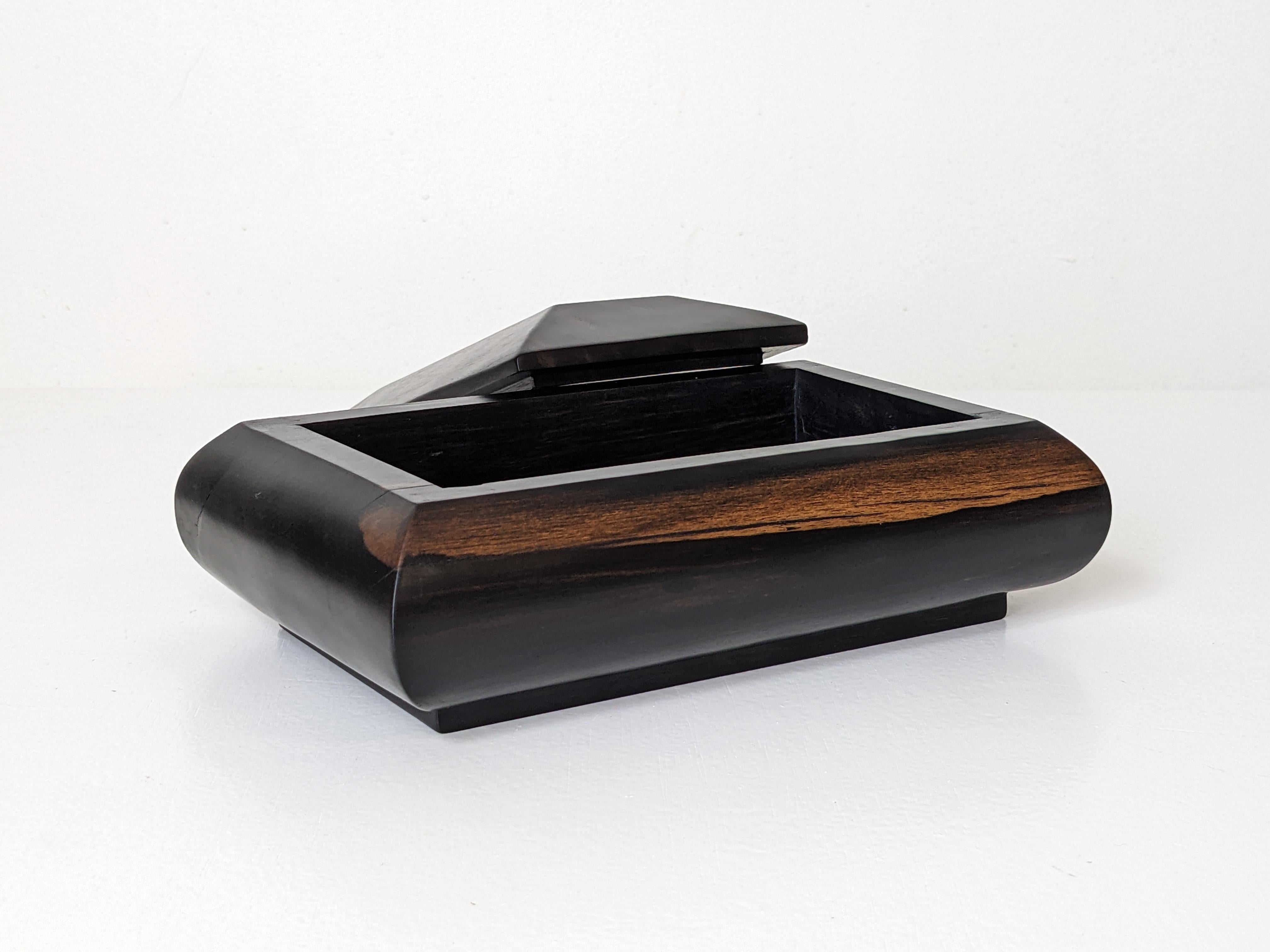 Art Deco Decorative Lidded Box in Solid Ebony Wood, France 1930s, 2 Available 8