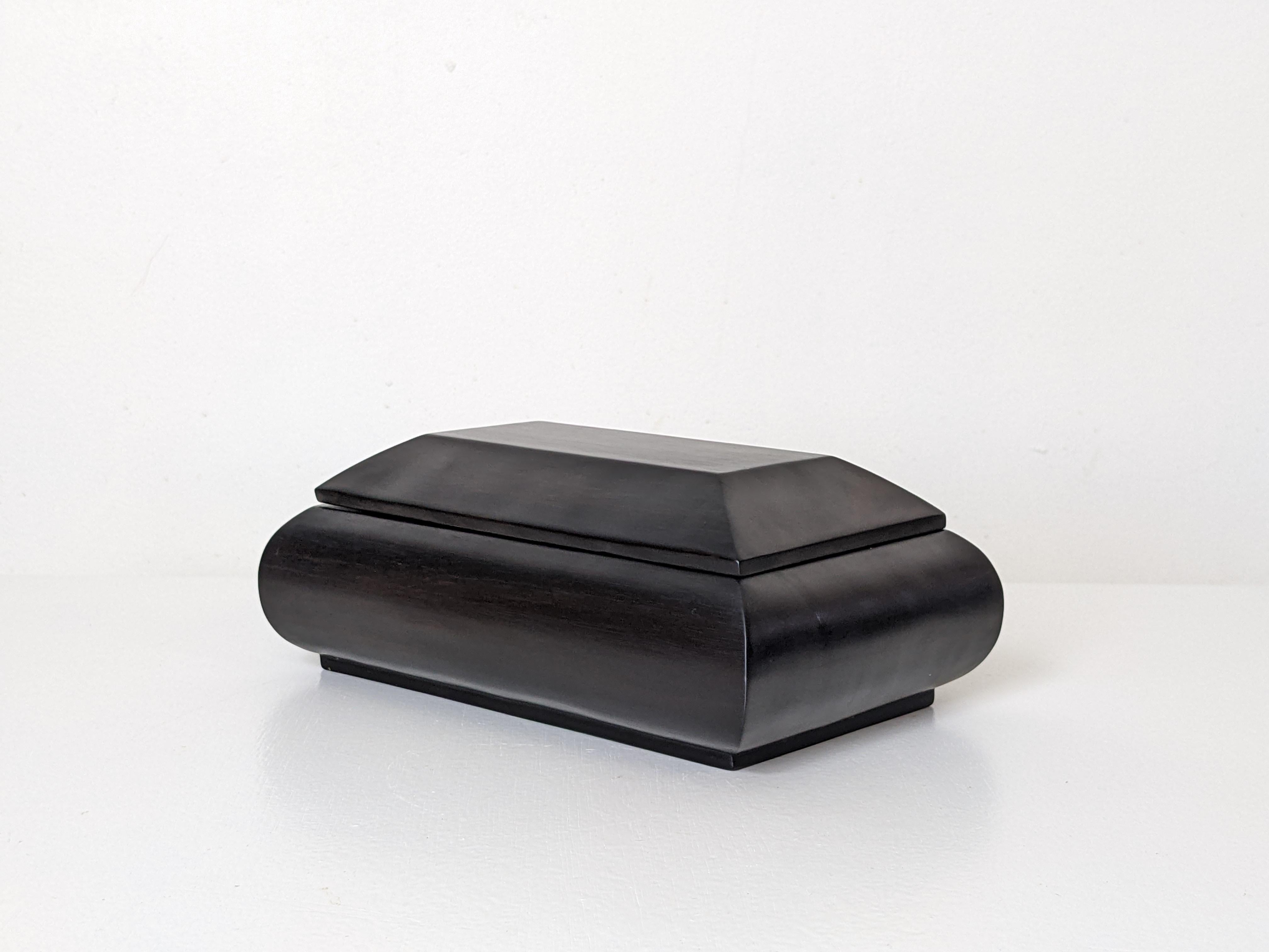 Mid-20th Century Art Deco Decorative Lidded Box in Solid Ebony Wood, France 1930s, 2 Available
