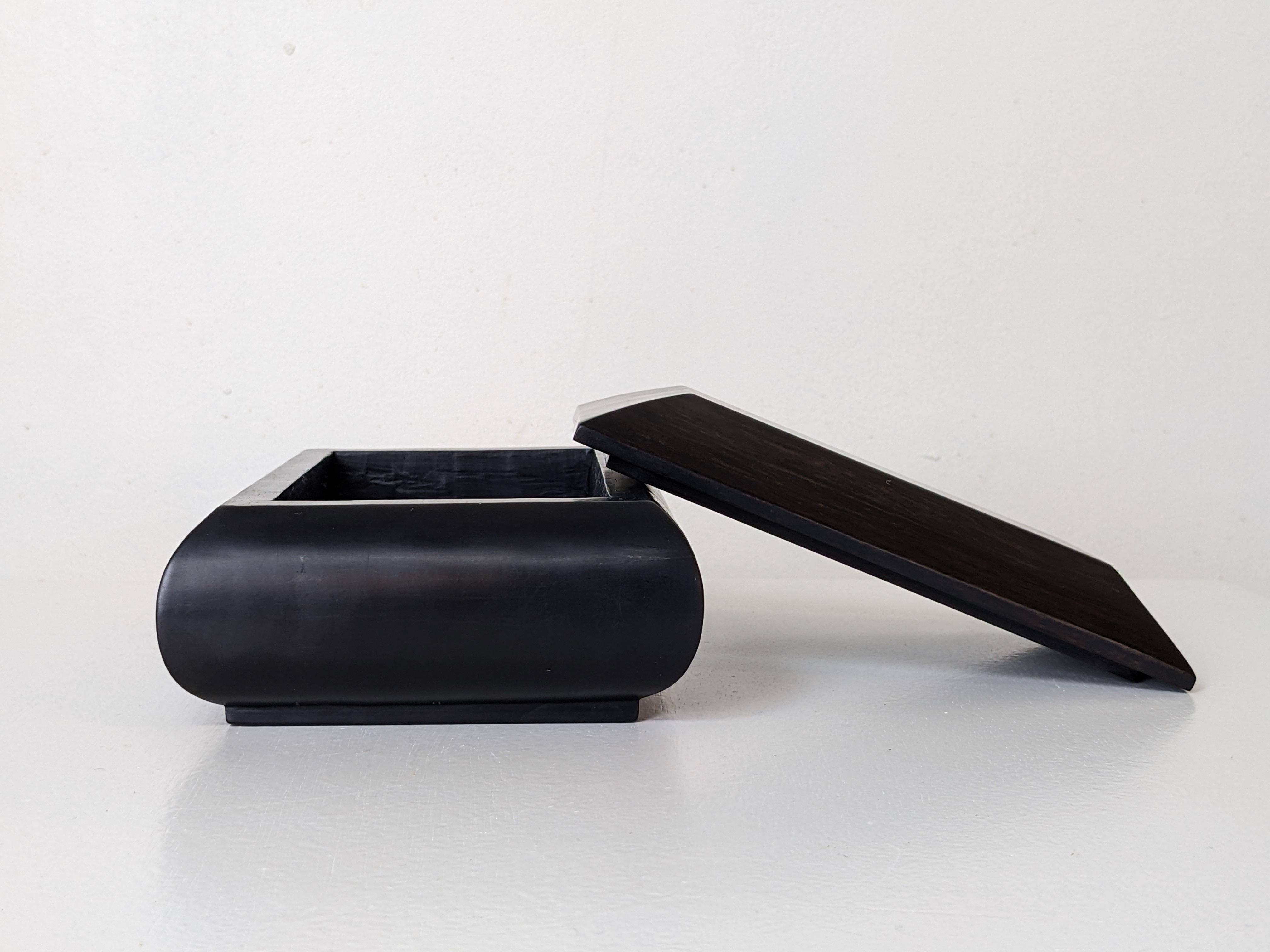 Art Deco Decorative Lidded Box in Solid Ebony Wood, France 1930s, 2 Available 2