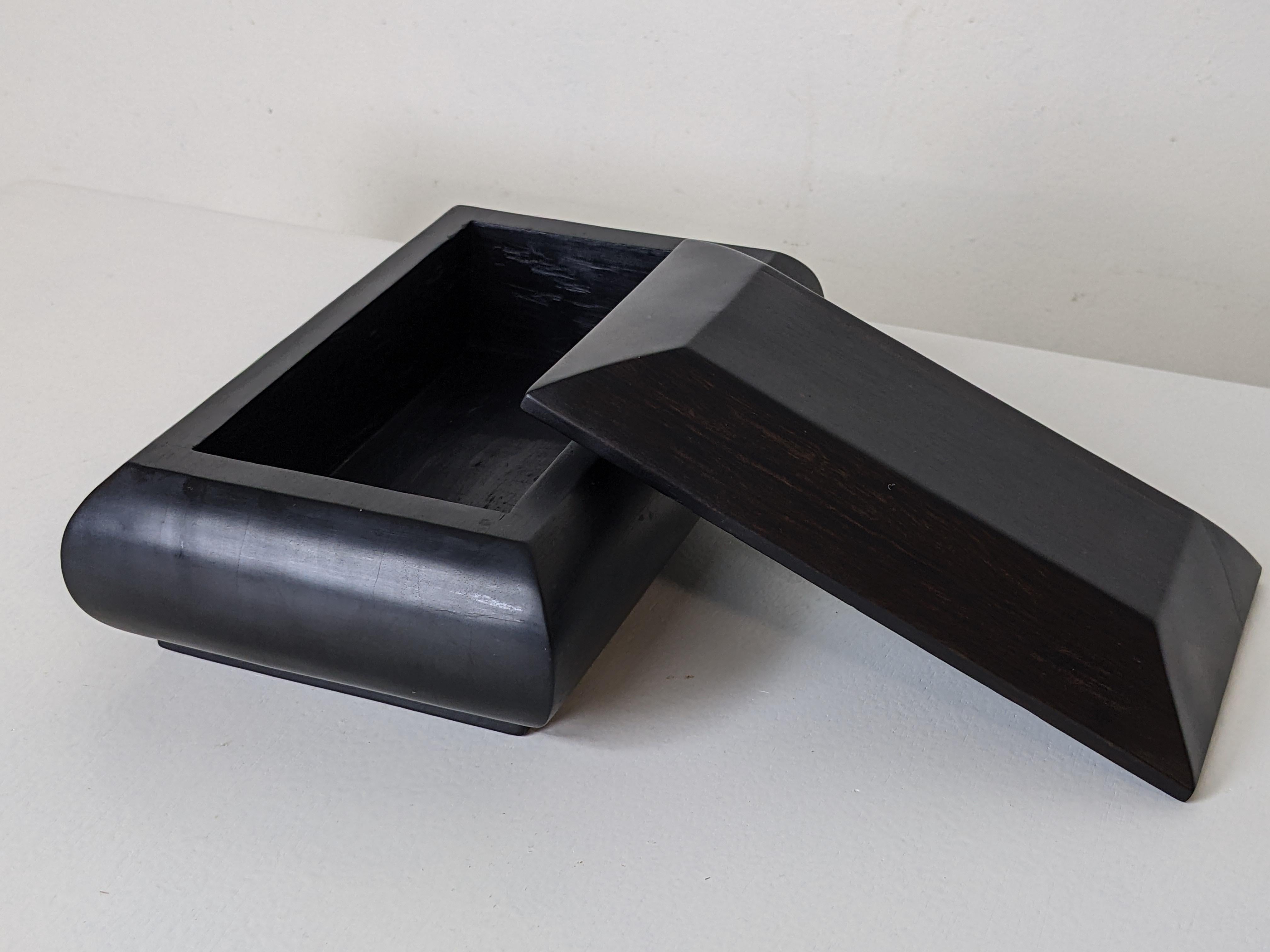 Art Deco Decorative Lidded Box in Solid Ebony Wood, France 1930s, 2 Available 3