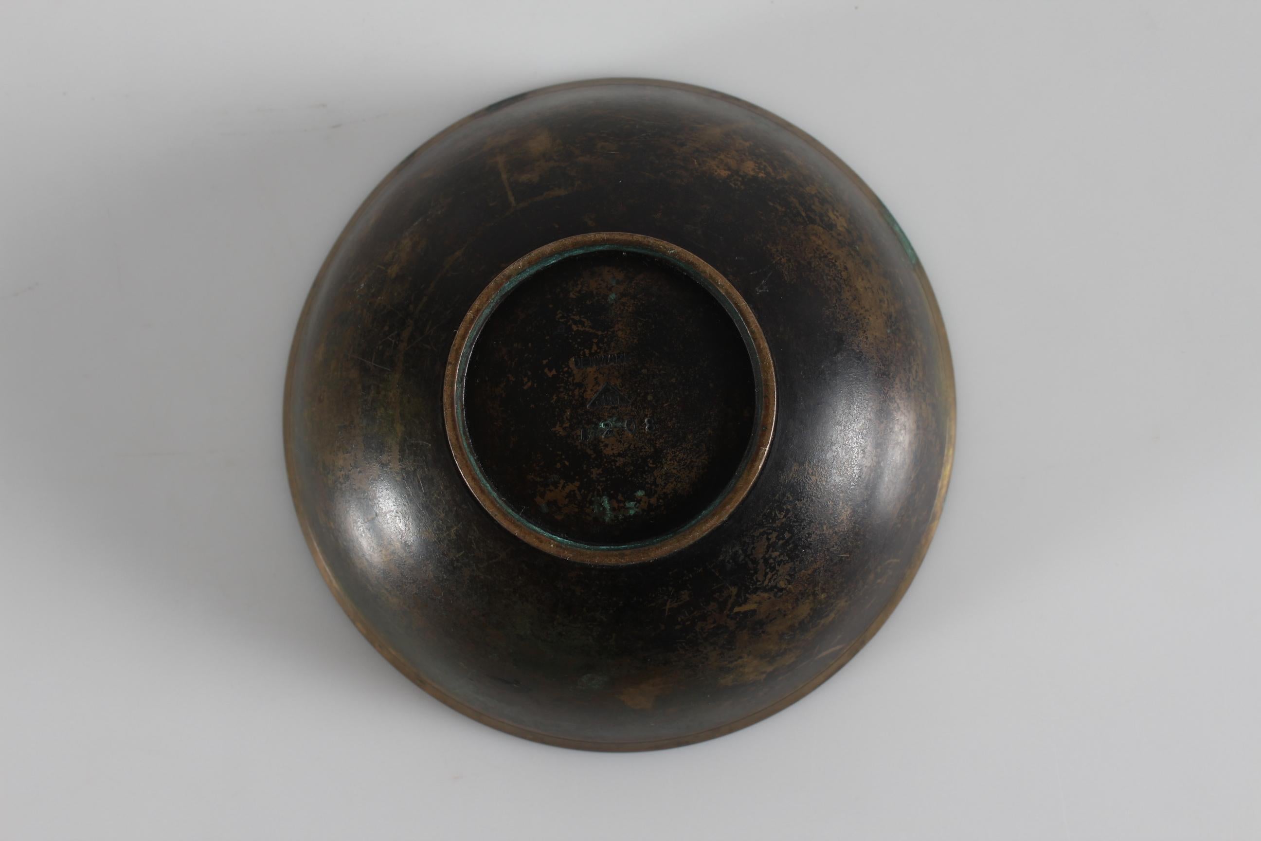 20th Century Art Deco Decorative Small Bowl Bronze by Just Andersen with Brown Patina, 1930s