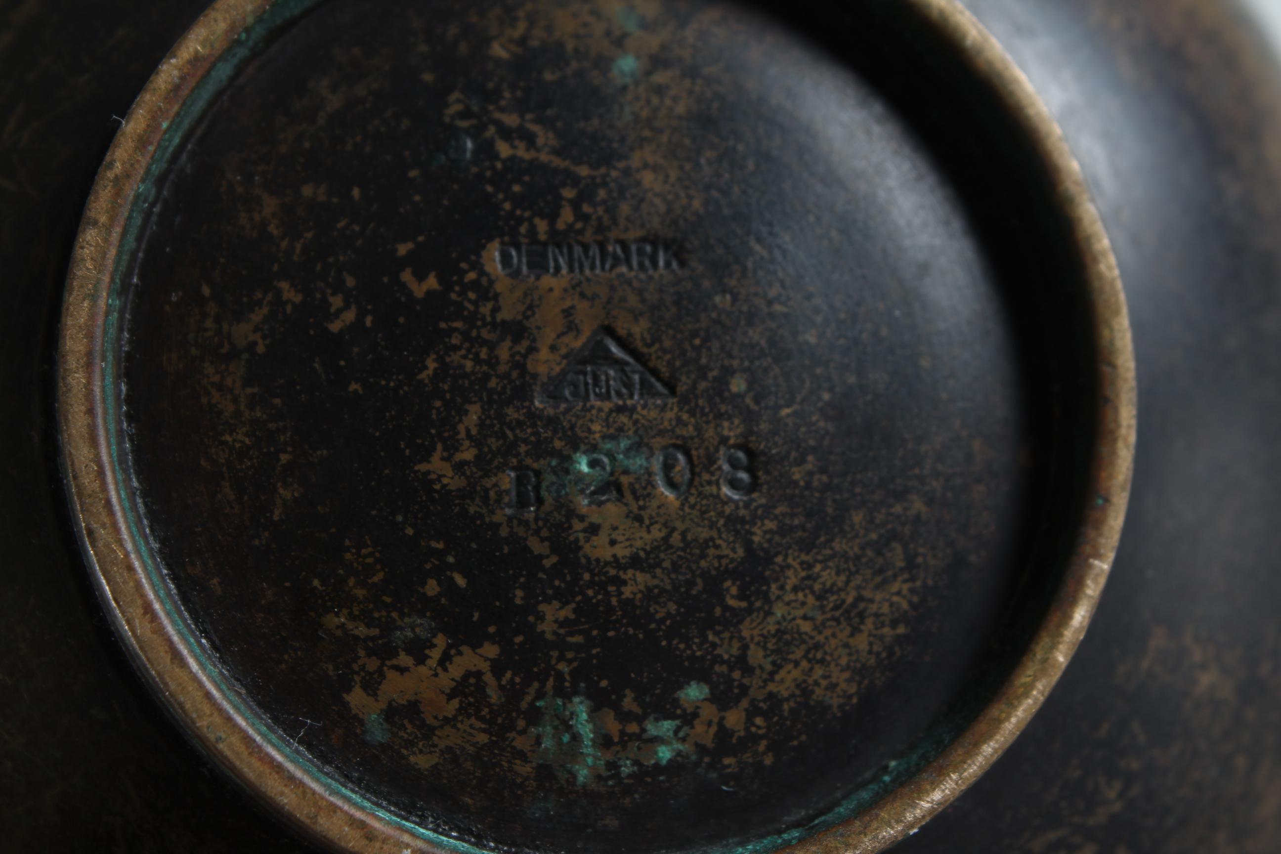 Art Deco Decorative Small Bowl Bronze by Just Andersen with Brown Patina, 1930s 1