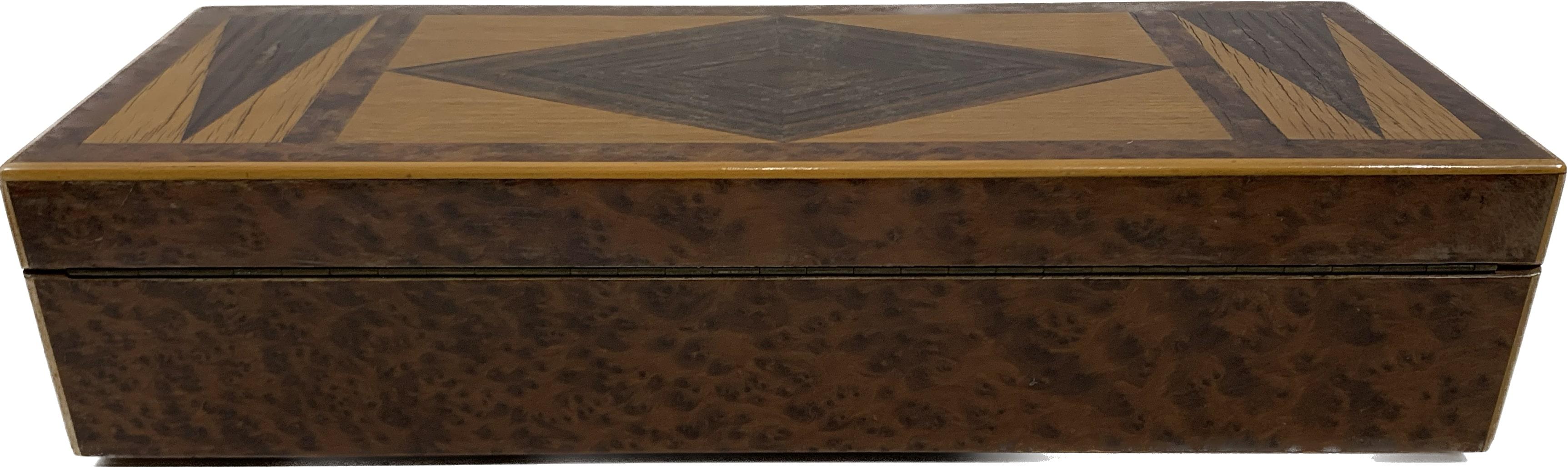 Marquetry Art Déco Decorative Wooden Box For Sale