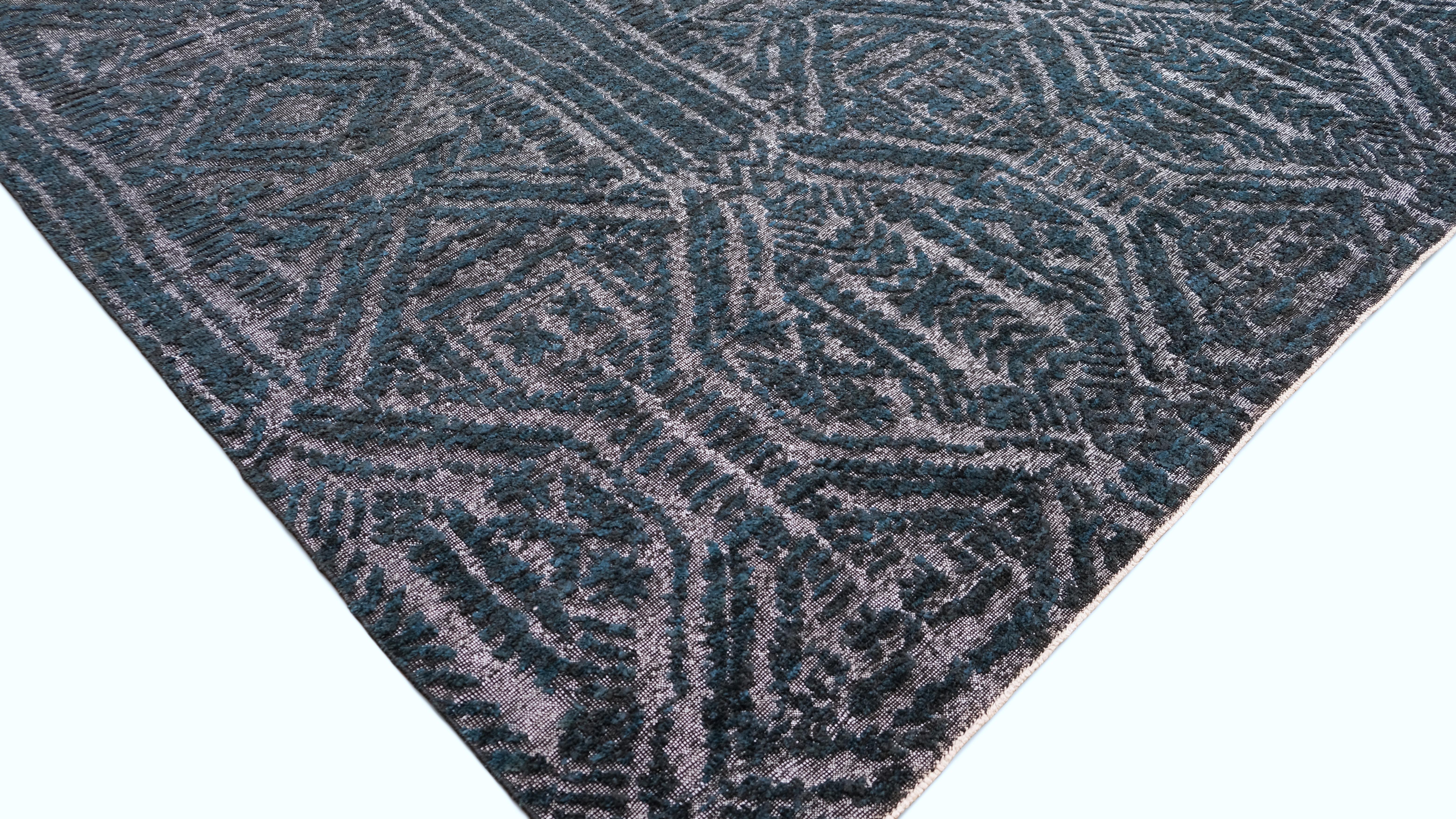 Tappeto Geometrico in Lana Art Deco Deep Green 9'3''x12'1'' In condizioni Nuovo in vendita a Torrance, CA