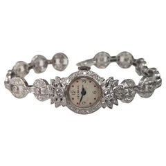 Art Deco "Delbana" Platinum Diamond Watch-Bracelet Diamond Weight 3.05 Carats