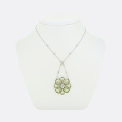 Art Deco Demantoid Garnet and Diamond Necklace