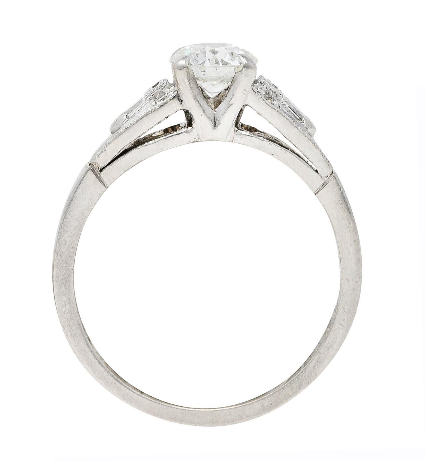 Art Deco Demaria 0.91 Carat Diamond Platinum Engagement Ring For Sale 3