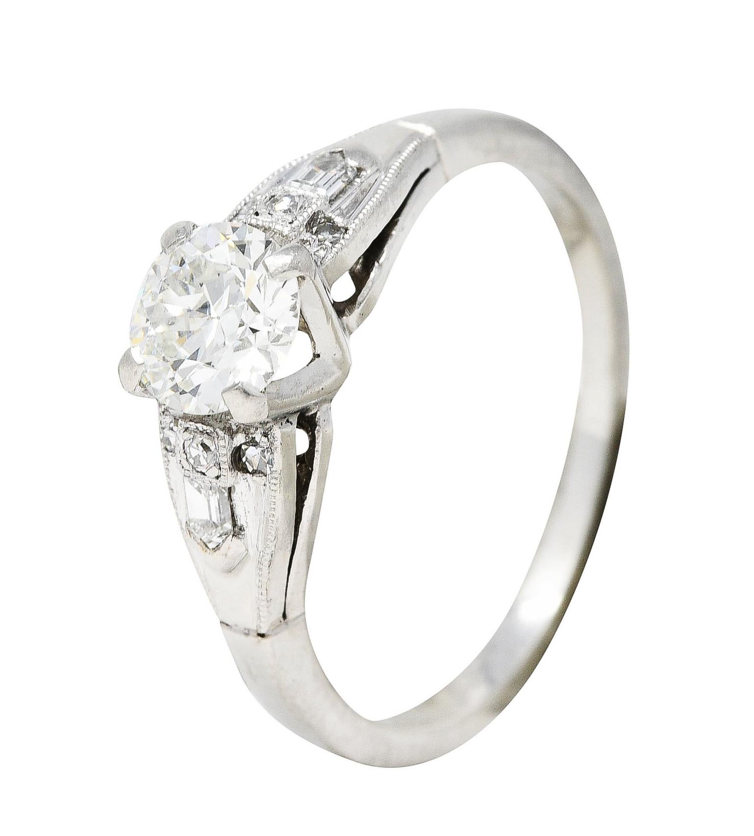 Art Deco Demaria 0.91 Carat Diamond Platinum Engagement Ring For Sale 4