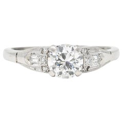 Art Deco Demaria 0.91 Carat Diamond Platinum Engagement Ring