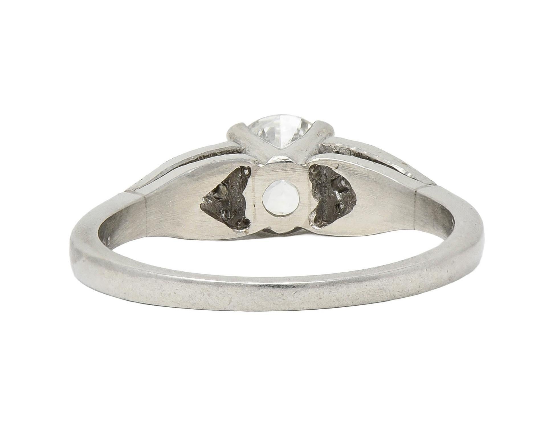Art Deco Demaria 0.91 CTW Transitional Diamond Platinum Vintage Engagement Ring For Sale 1
