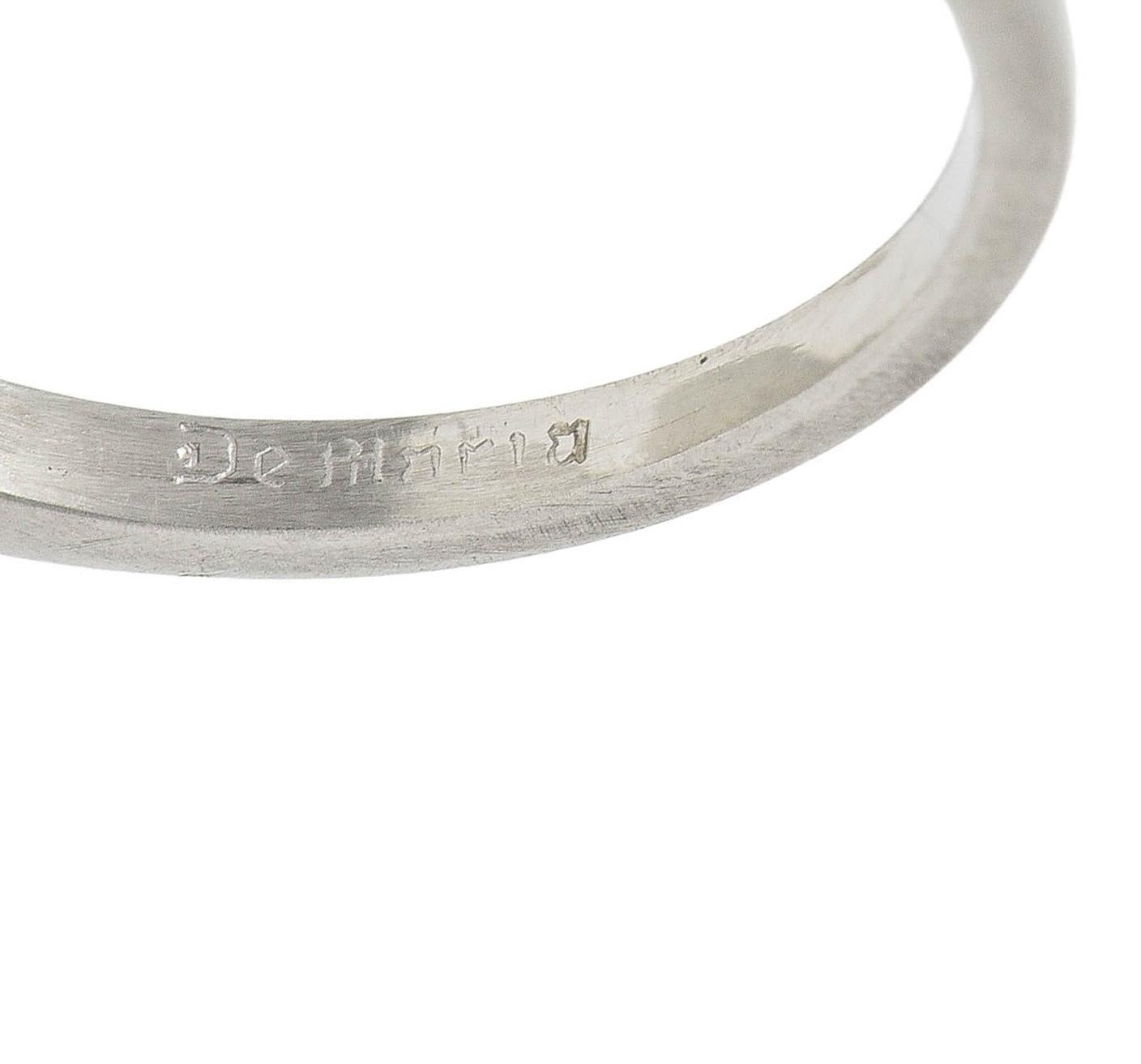 Art Deco Demaria 0.91 CTW Transitional Diamond Platinum Vintage Engagement Ring For Sale 4