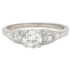 Art Deco Demaria 0,91 CTW Übergangsdiamant Platin Vintage Verlobungsring, Art déco